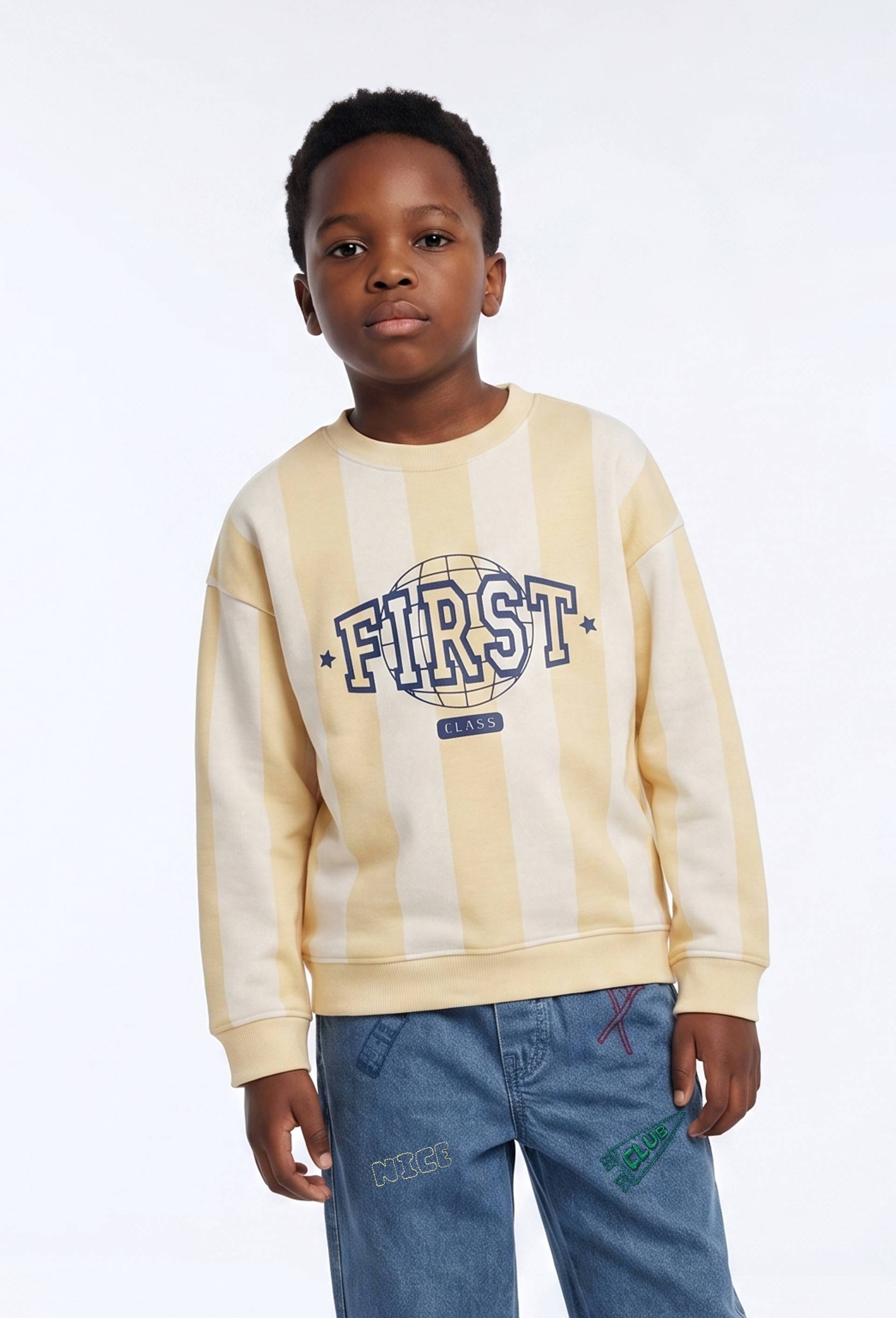 Sweat imprim&eacute; en coton BIO GOTS, Jaune, large image number 0