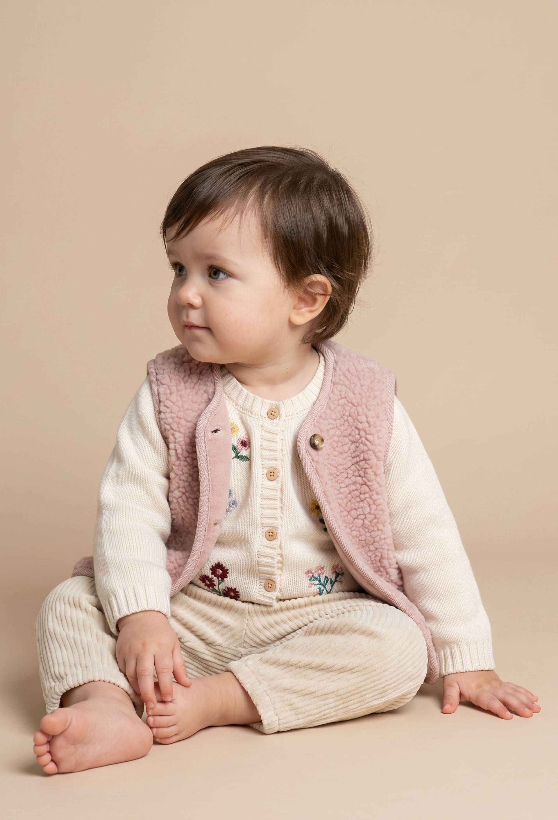 PANTALON VELOURS, Beige clair, large image number 0