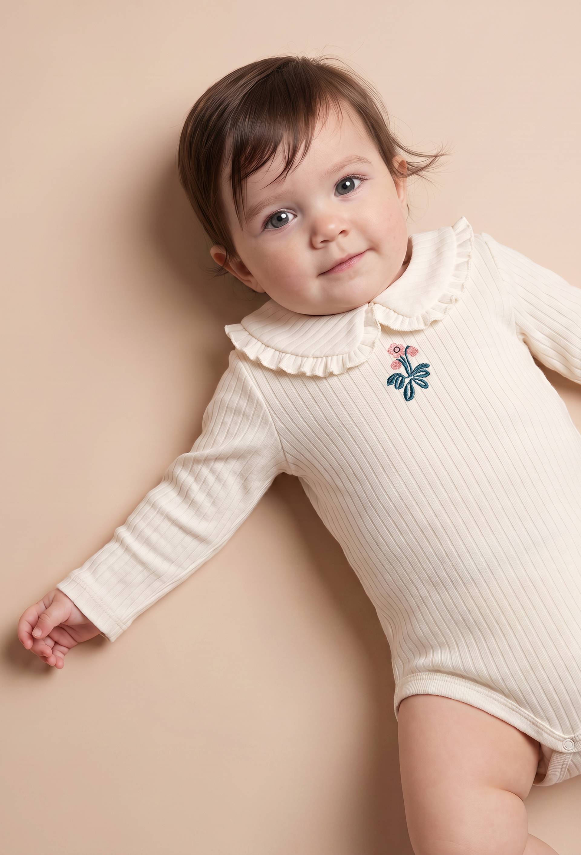 BODY MANCHES LONGUES  COL COTES F, Beige clair, large image number 0
