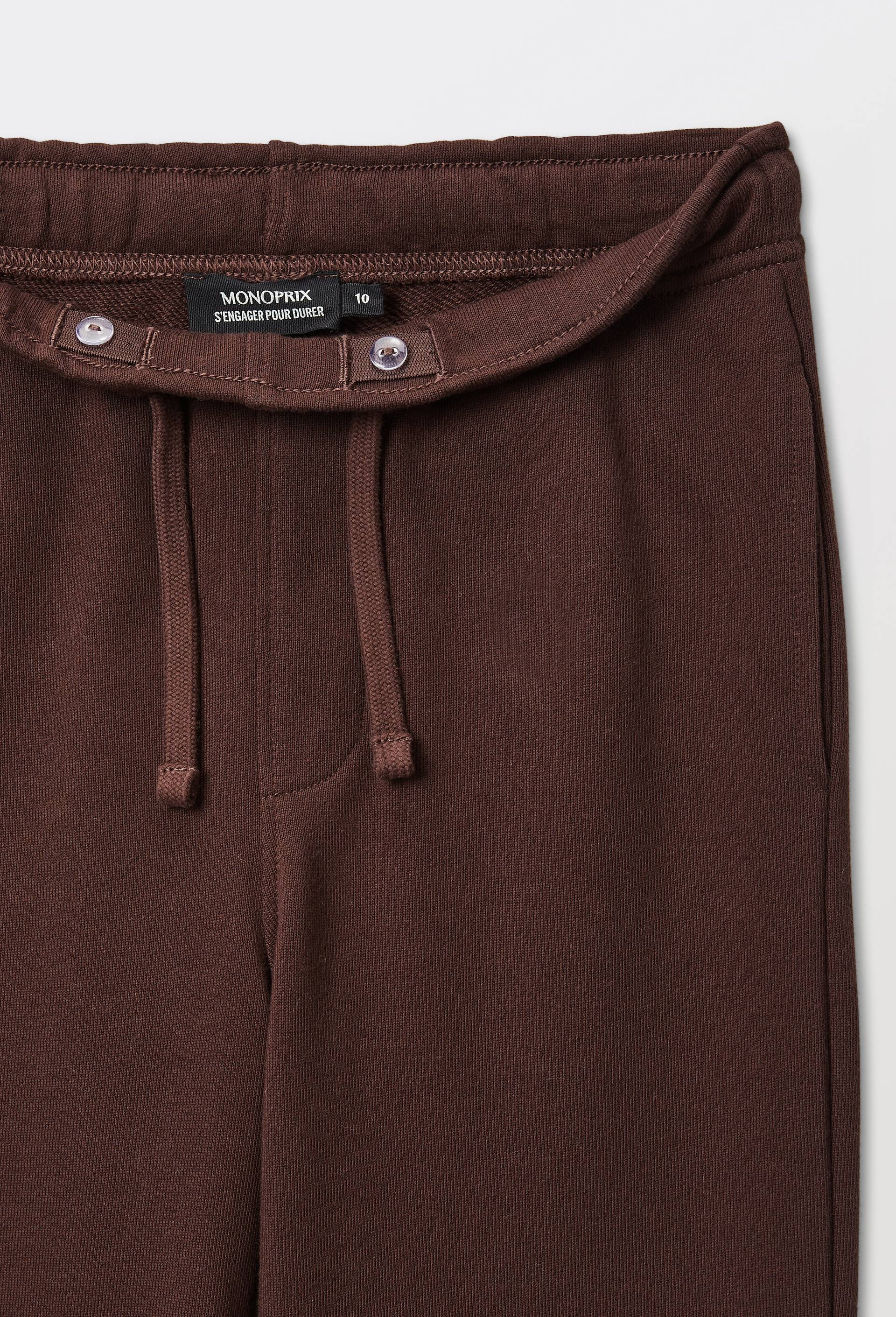 Jogging cargo large en molleton uni en coton BIO GOTS, Brun fonc&eacute;, large