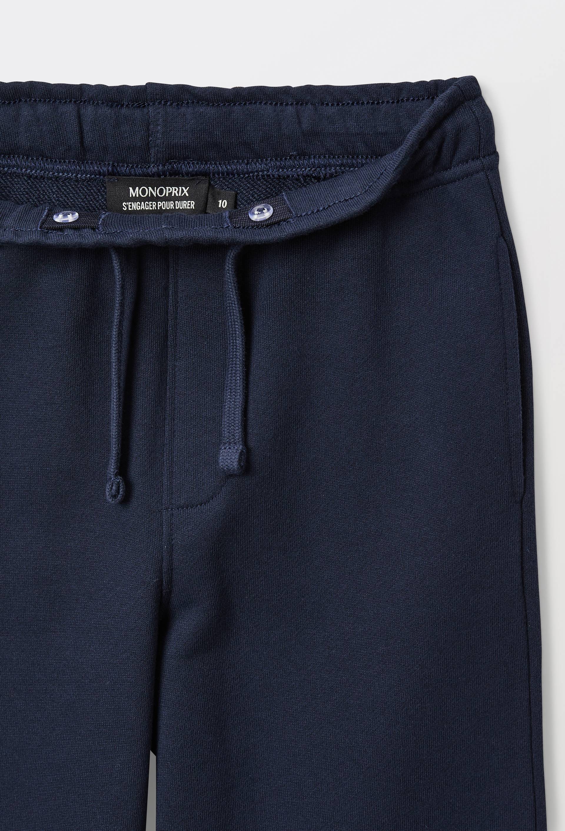 Jogging cargo large en molleton uni en coton BIO GOTS, Bleu fonc&eacute;, large image number 3