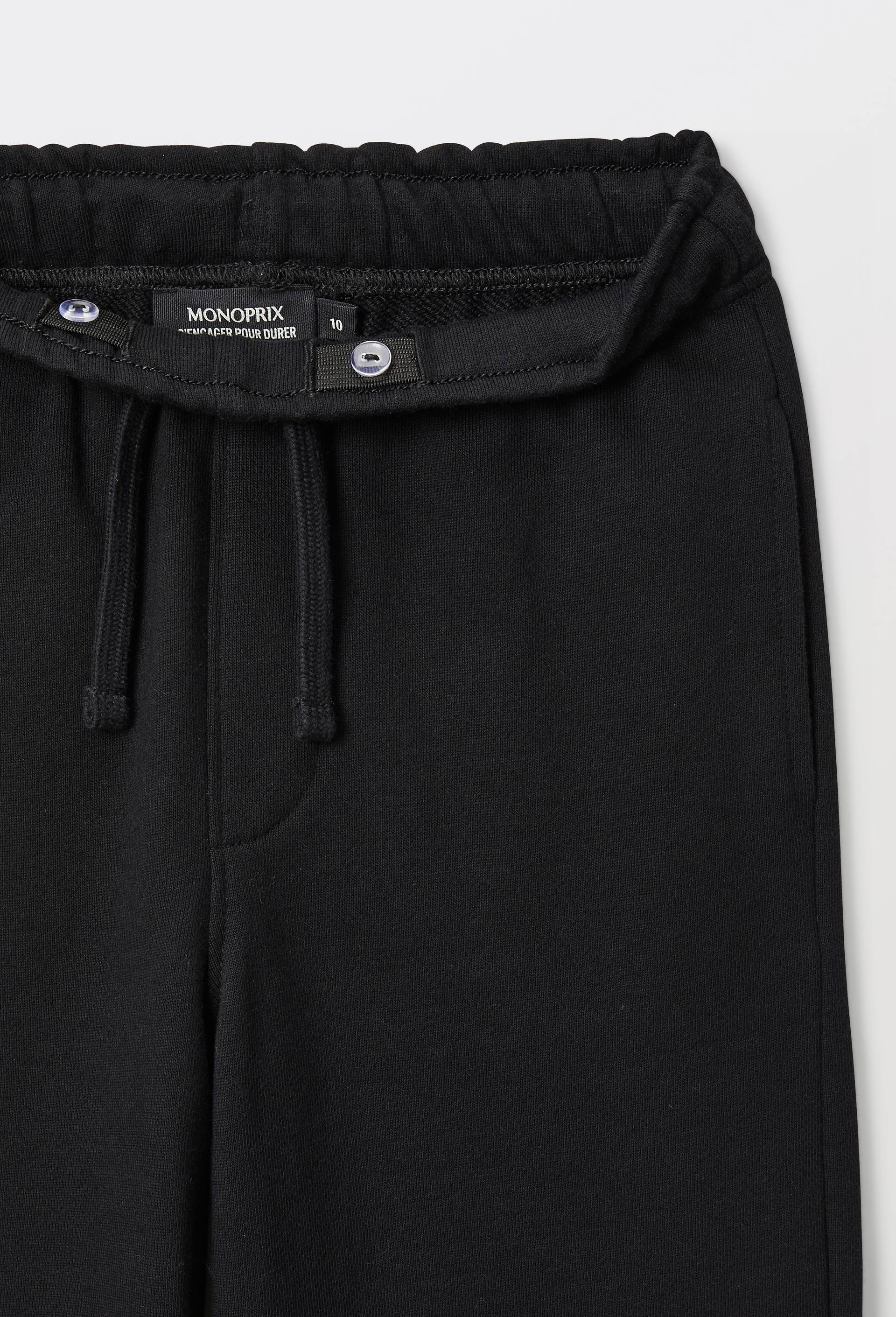 Jogging cargo large en molleton uni en coton BIO GOTS, Noir, large image number 3.0