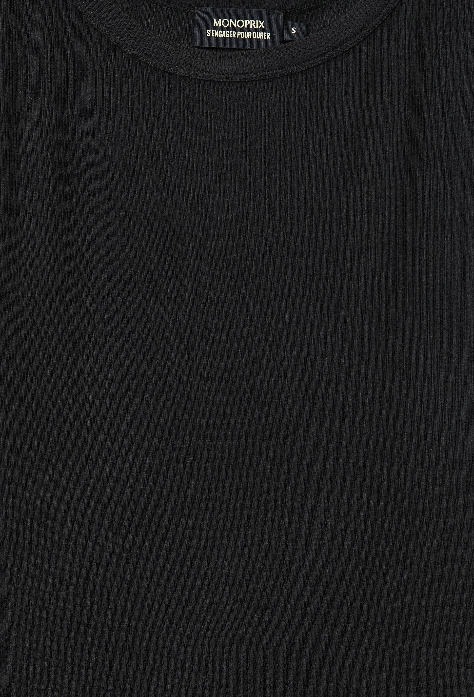 T-shirt manches longues c&ocirc;te fine contenant du cachemire, Noir, large image number 4