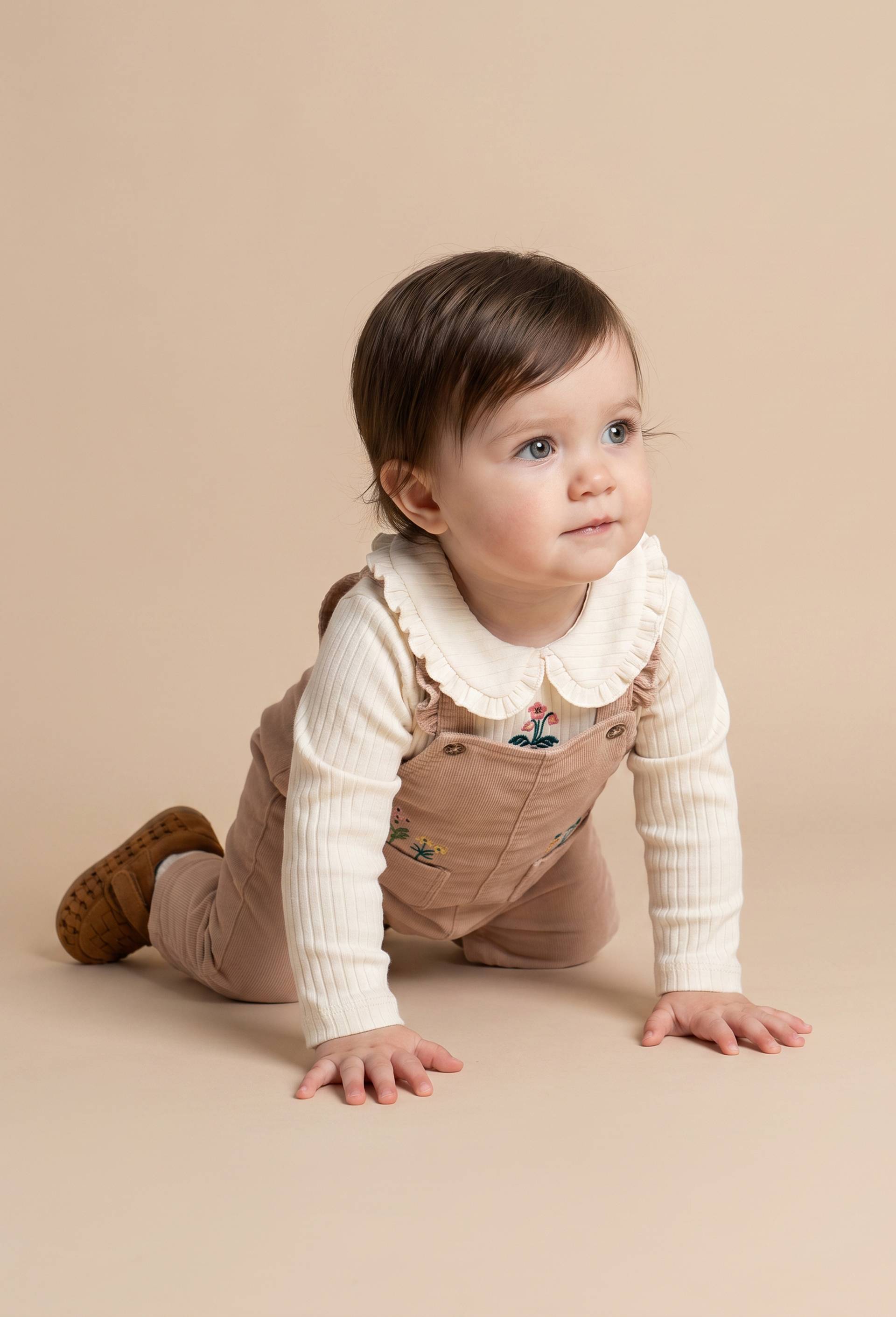 Salopette  babycord brod, Rose, large image number 0.0