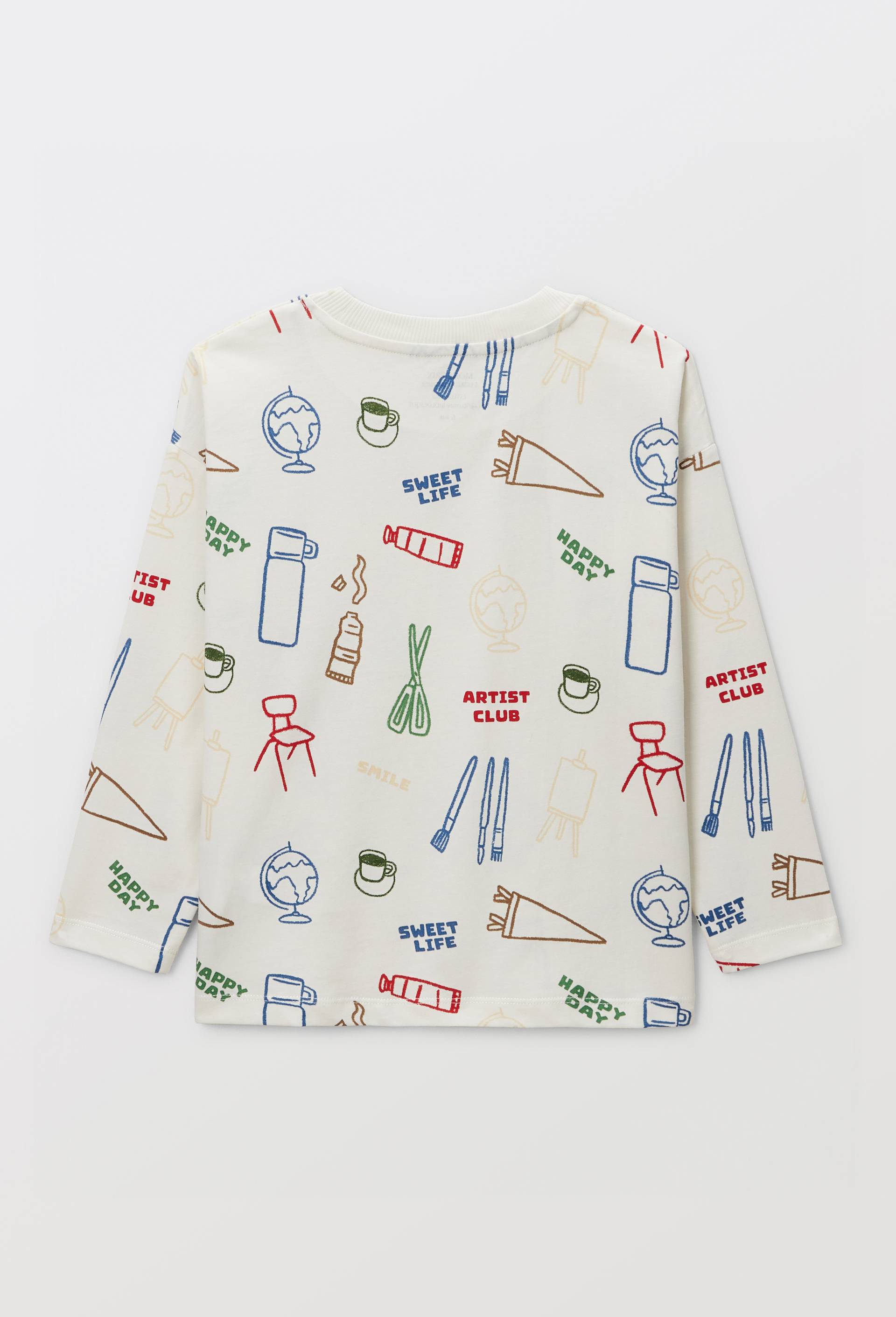 T-Shirt manches longues imprim&eacute; en coton BIO GOTS, Beige clair, large image number 2.0