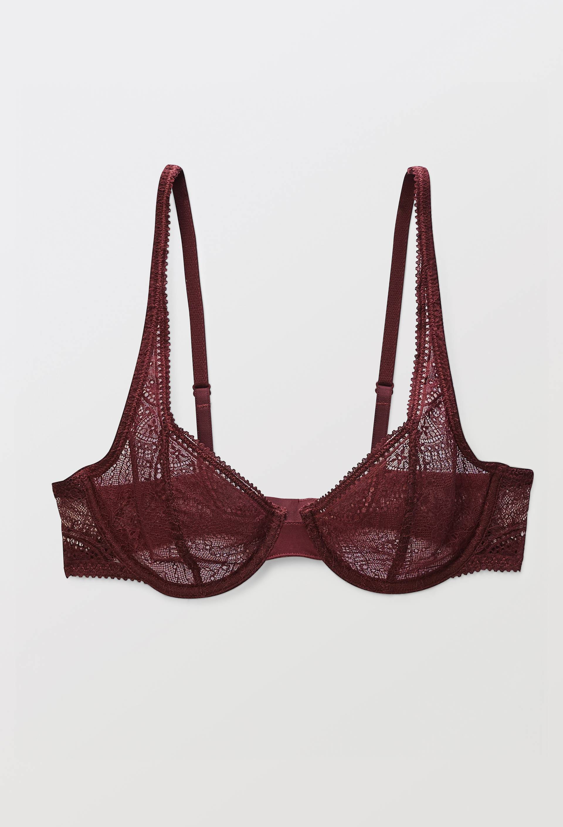 Soutien-gorge corbeille balconnet BARBARA en dentelle, Rouge fonc&eacute;, large image number 3.0