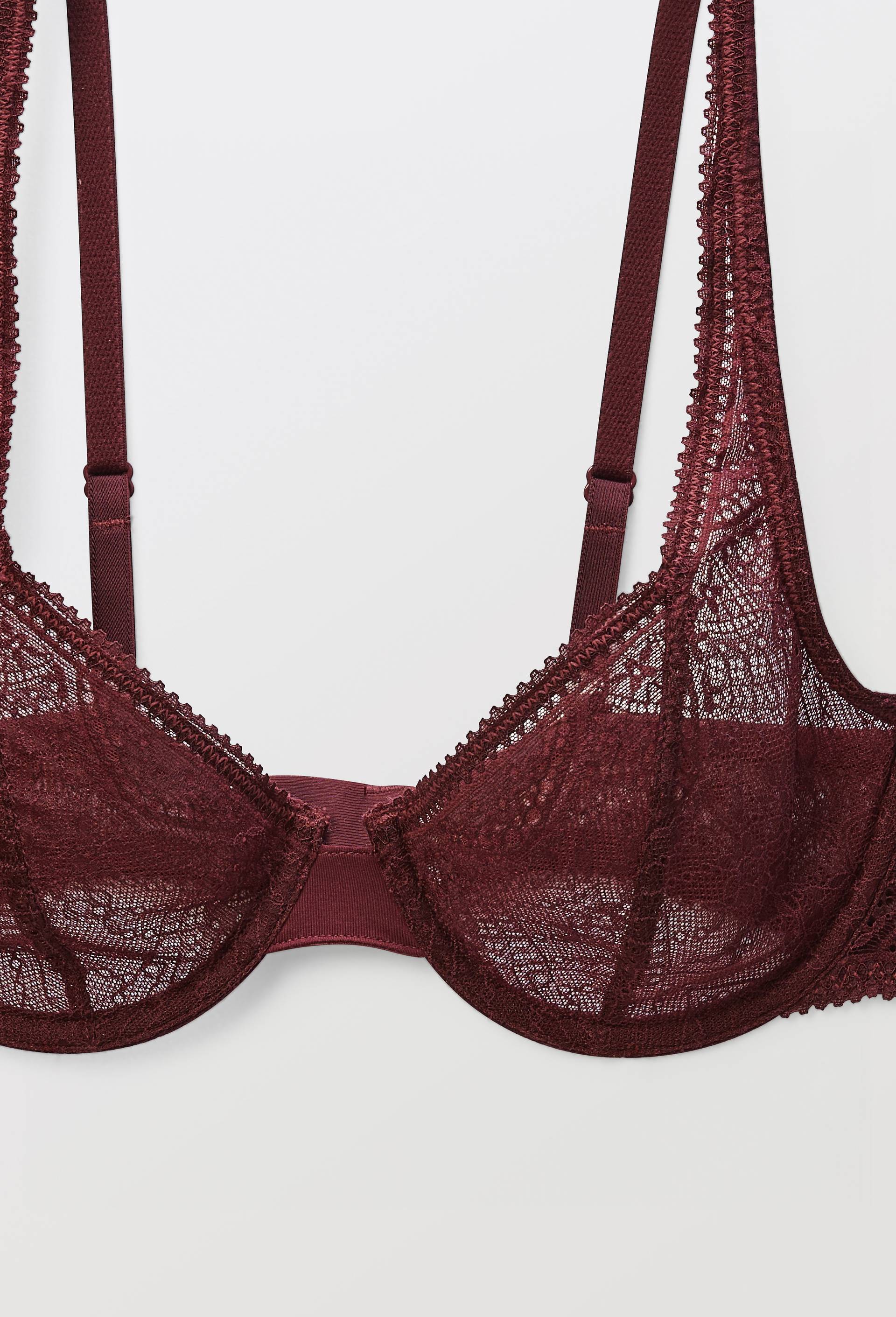 Soutien-gorge corbeille balconnet BARBARA en dentelle, Rouge fonc&eacute;, large image number 5.0