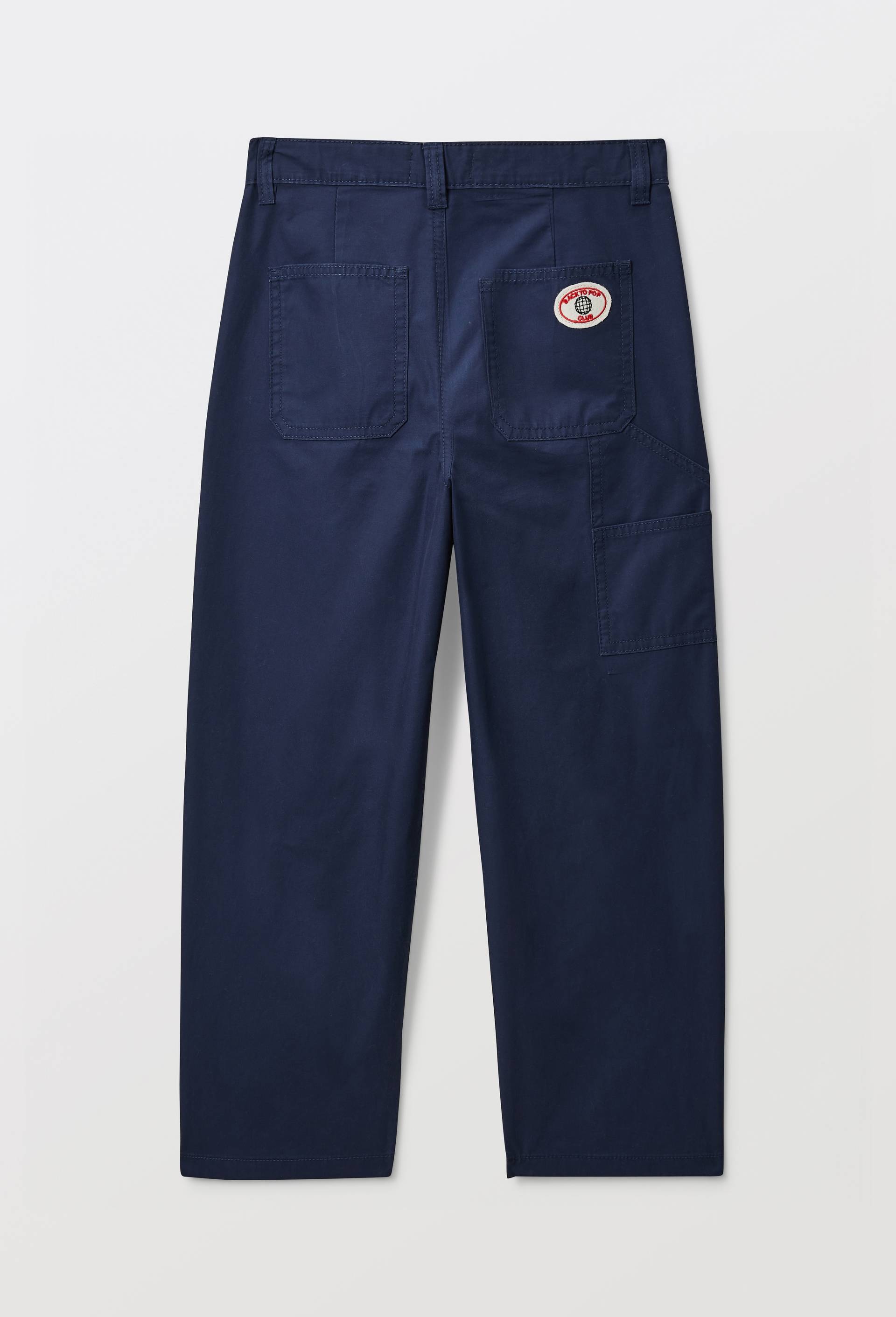 Pantalon carpenter ray&eacute; en coton, Bleu fonc&eacute;, large image number 2.0