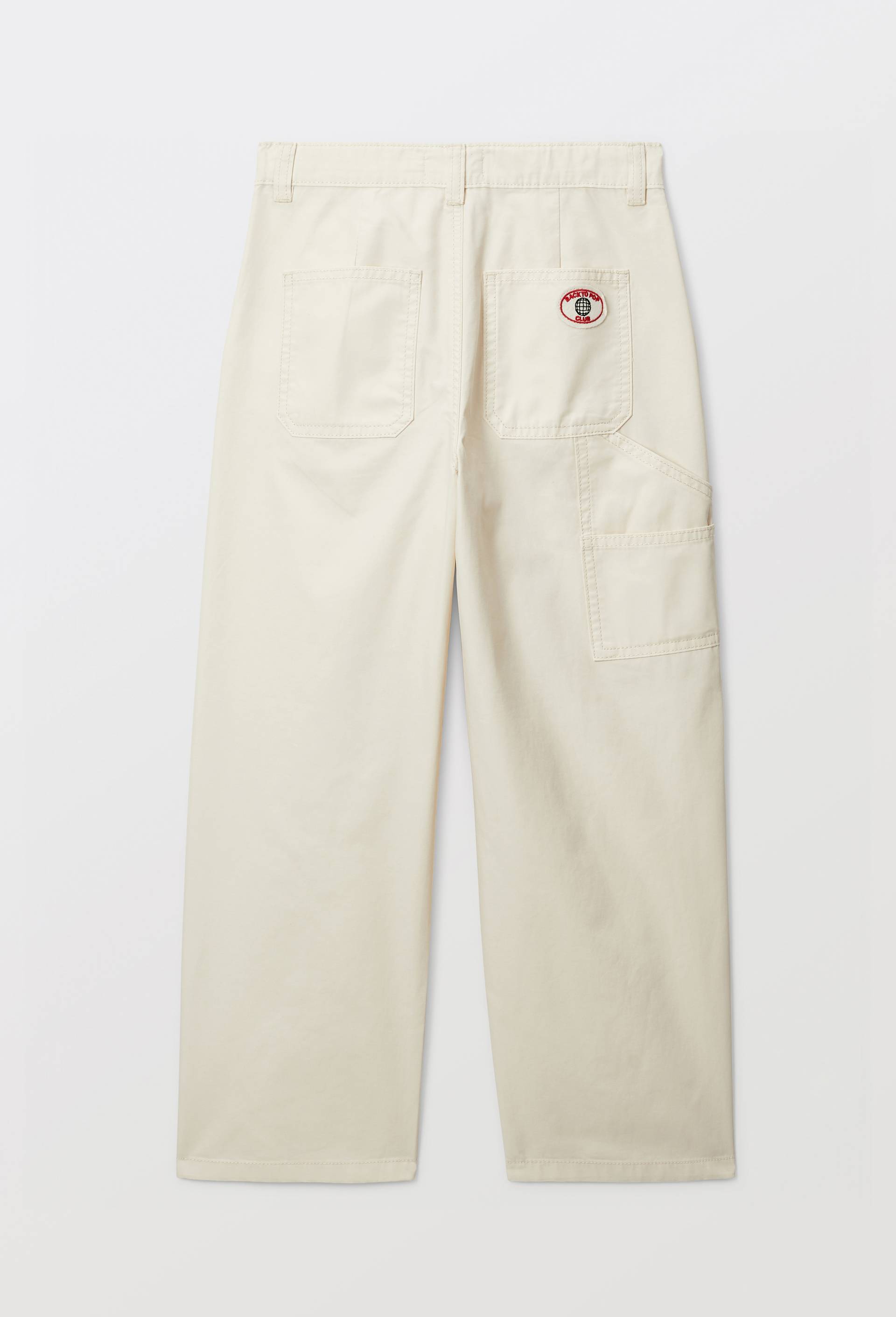Pantalon carpenter ray&eacute; en coton, Beige clair, large image number 3.0