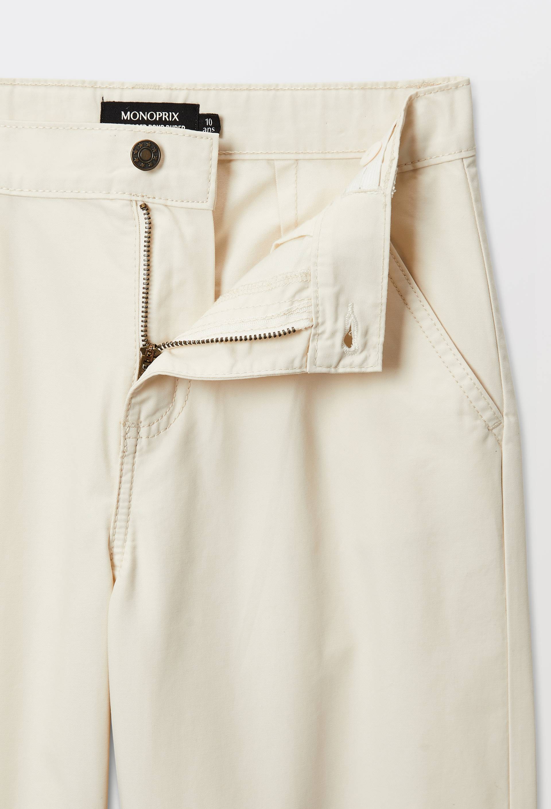 Pantalon carpenter ray&eacute; en coton, Beige clair, large
