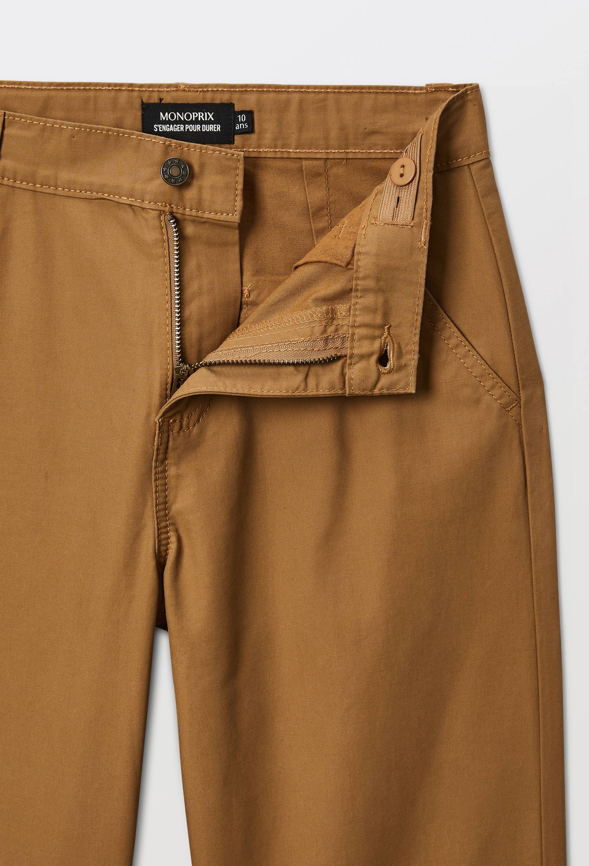 Pantalon carpenter ray&eacute; en coton, Beige, large image number 4