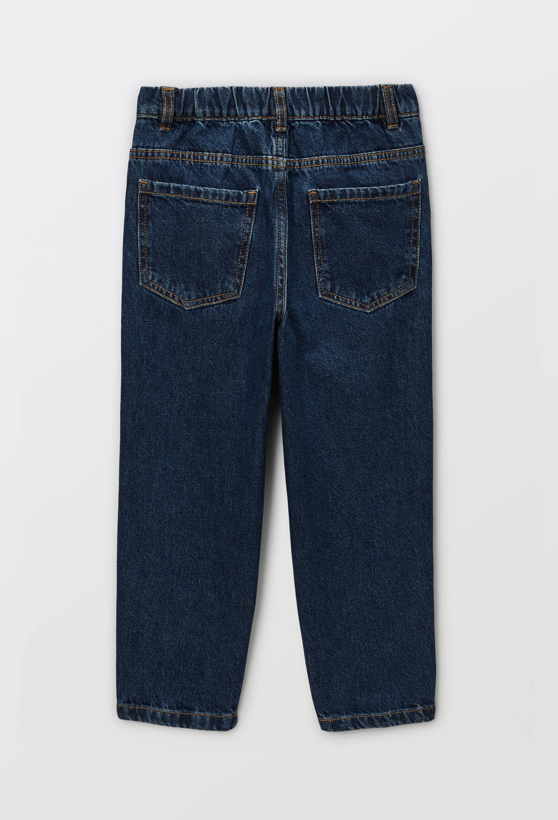 Pantalon droit &eacute;lastiqu&eacute; uni en coton, Bleu, large image number 2.0