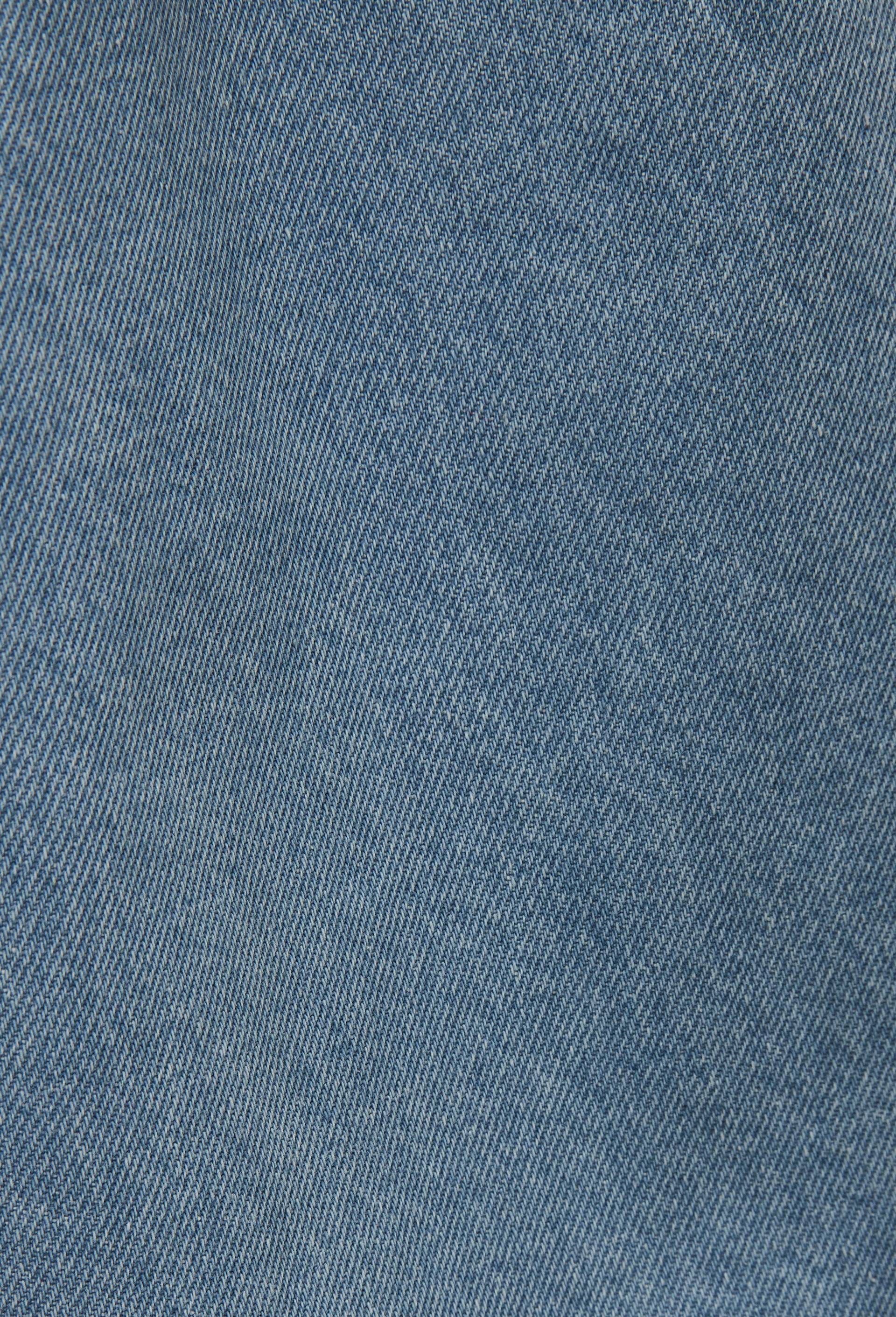 Pantalon droit &eacute;lastiqu&eacute; uni en coton, Bleu, large