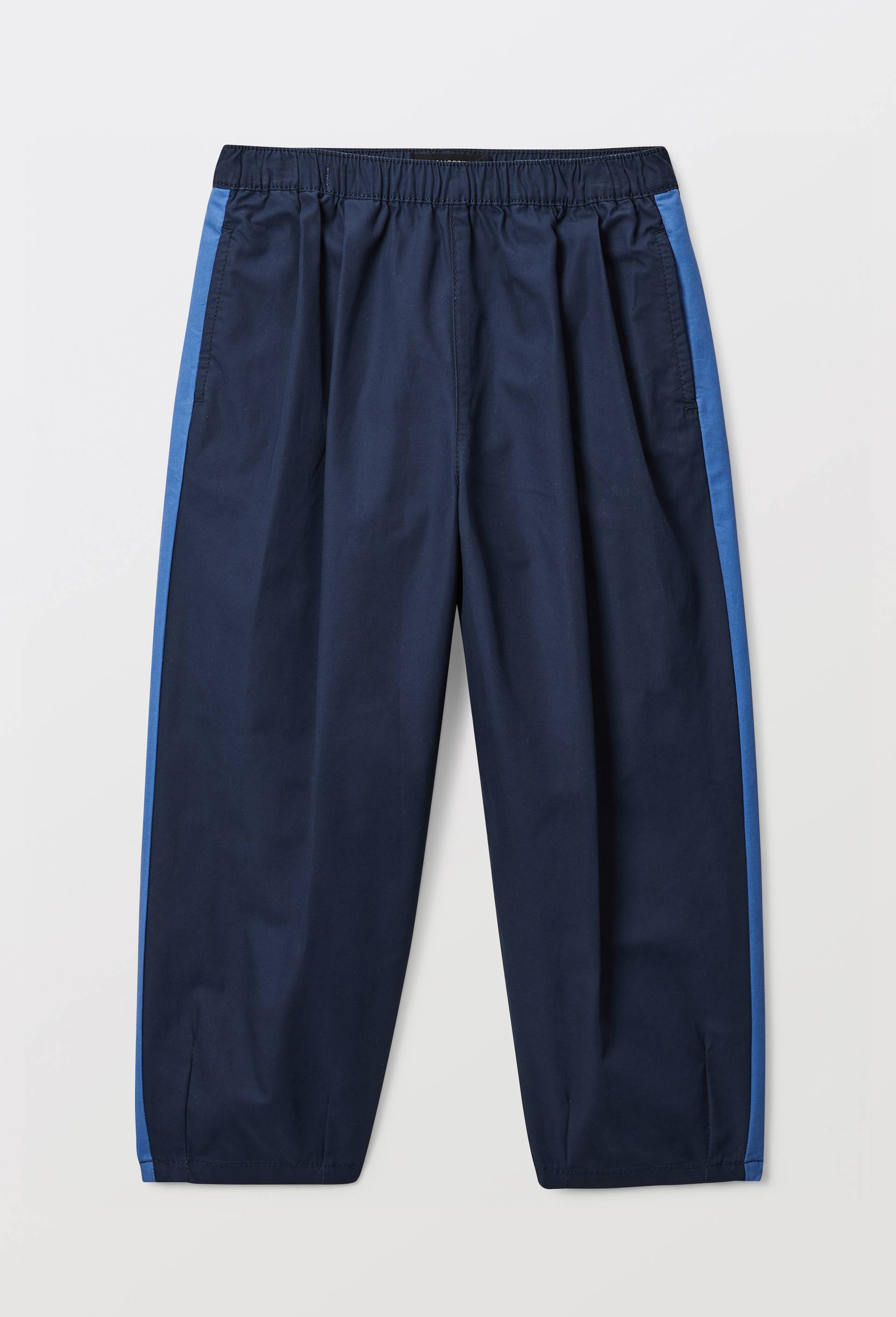 Pantalon large uni en coton, Bleu fonc&eacute;, large