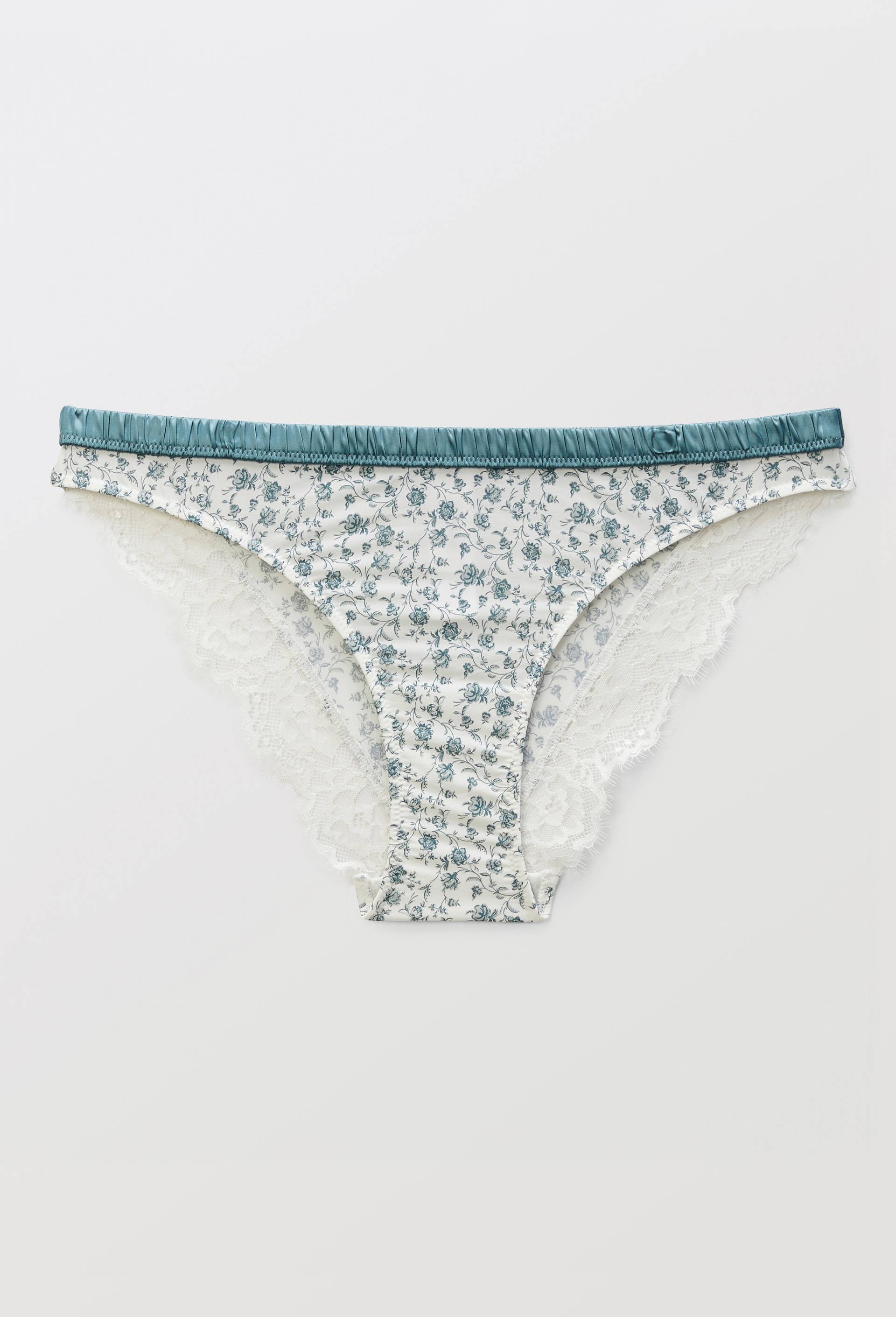 Culotte ZOE en microfibre imprim&eacute;e et dentelle, Ecru, large image number 3