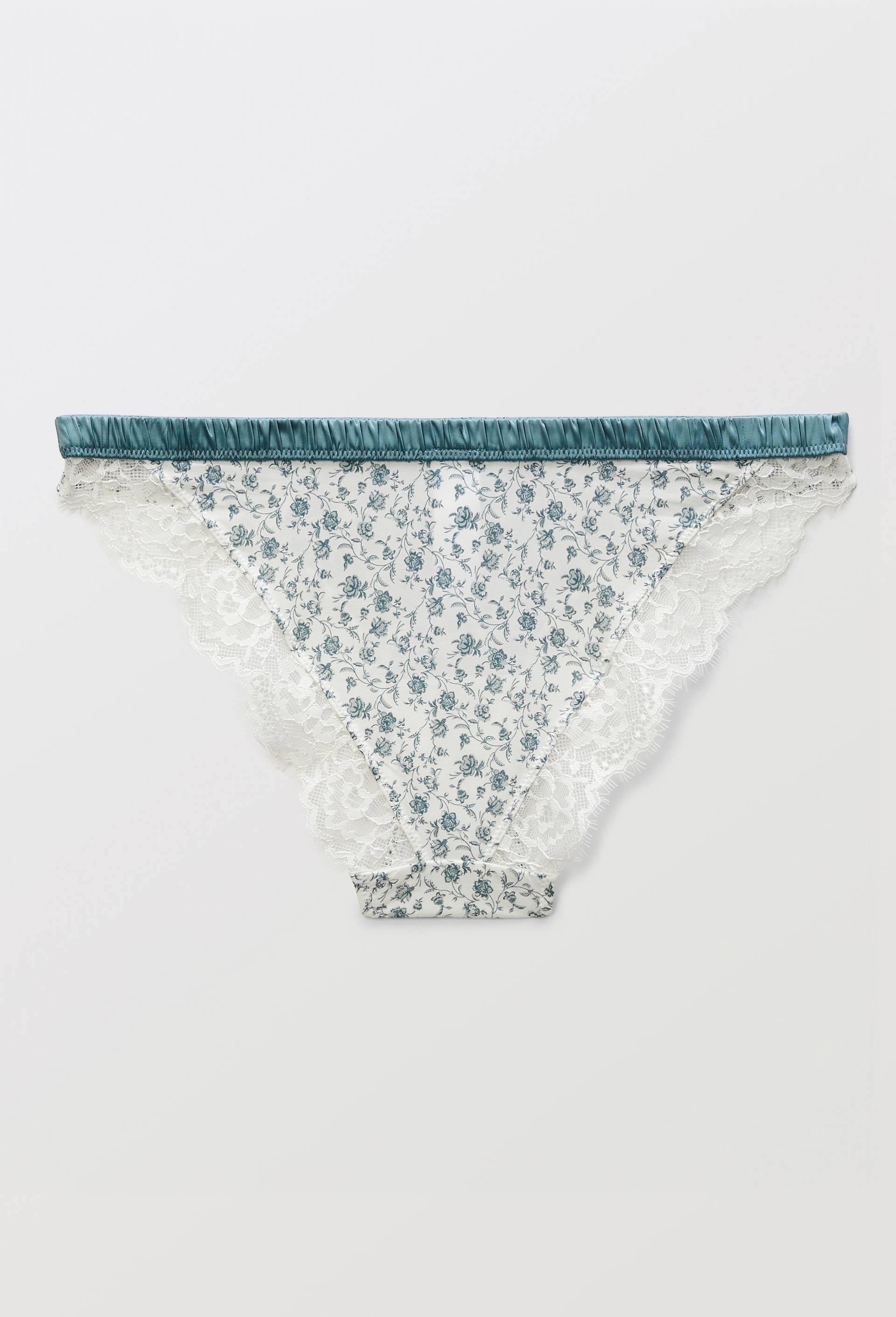 Culotte ZOE en microfibre imprim&eacute;e et dentelle, Ecru, large image number 4.0