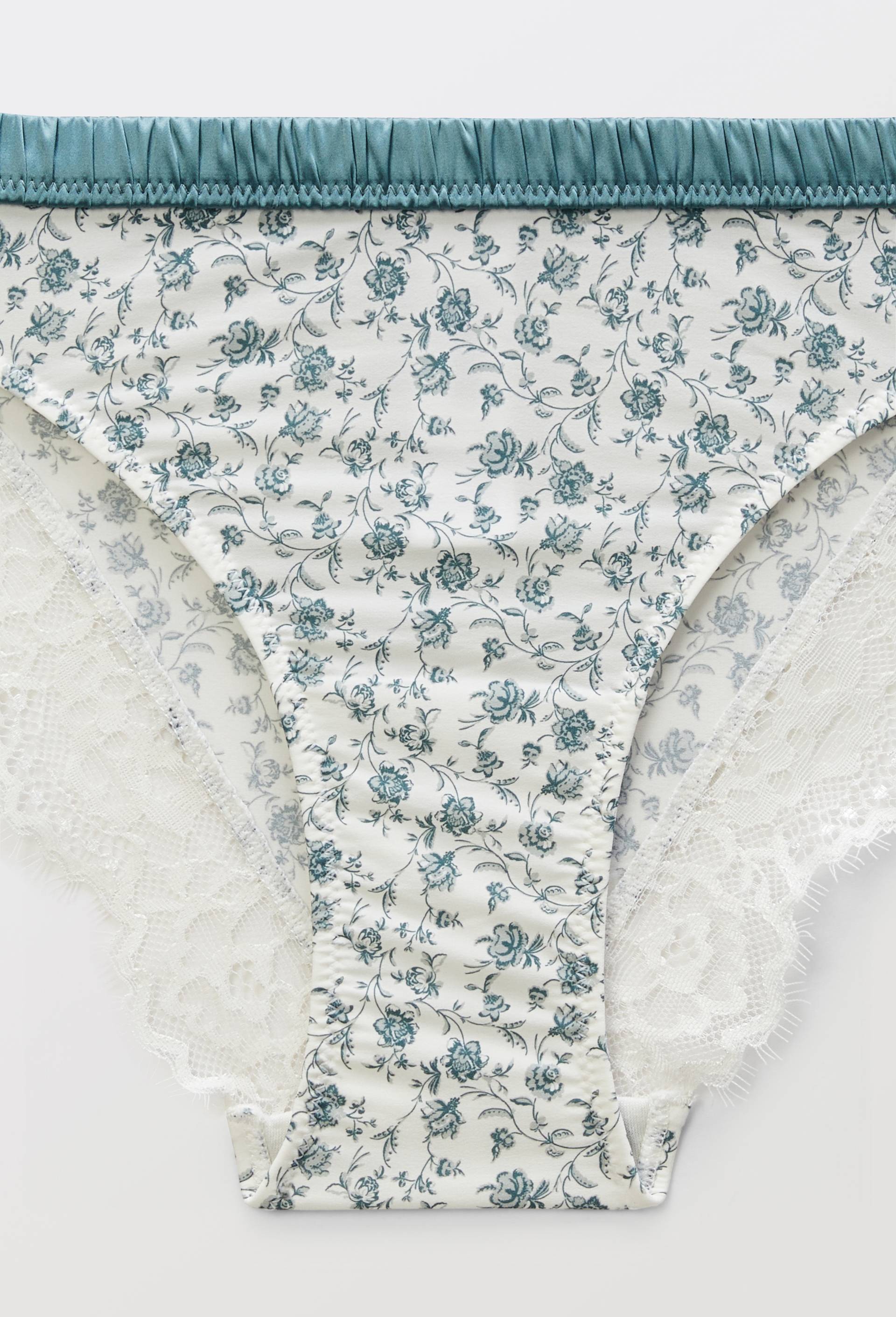 Culotte ZOE en microfibre imprim&eacute;e et dentelle, Ecru, large image number 5