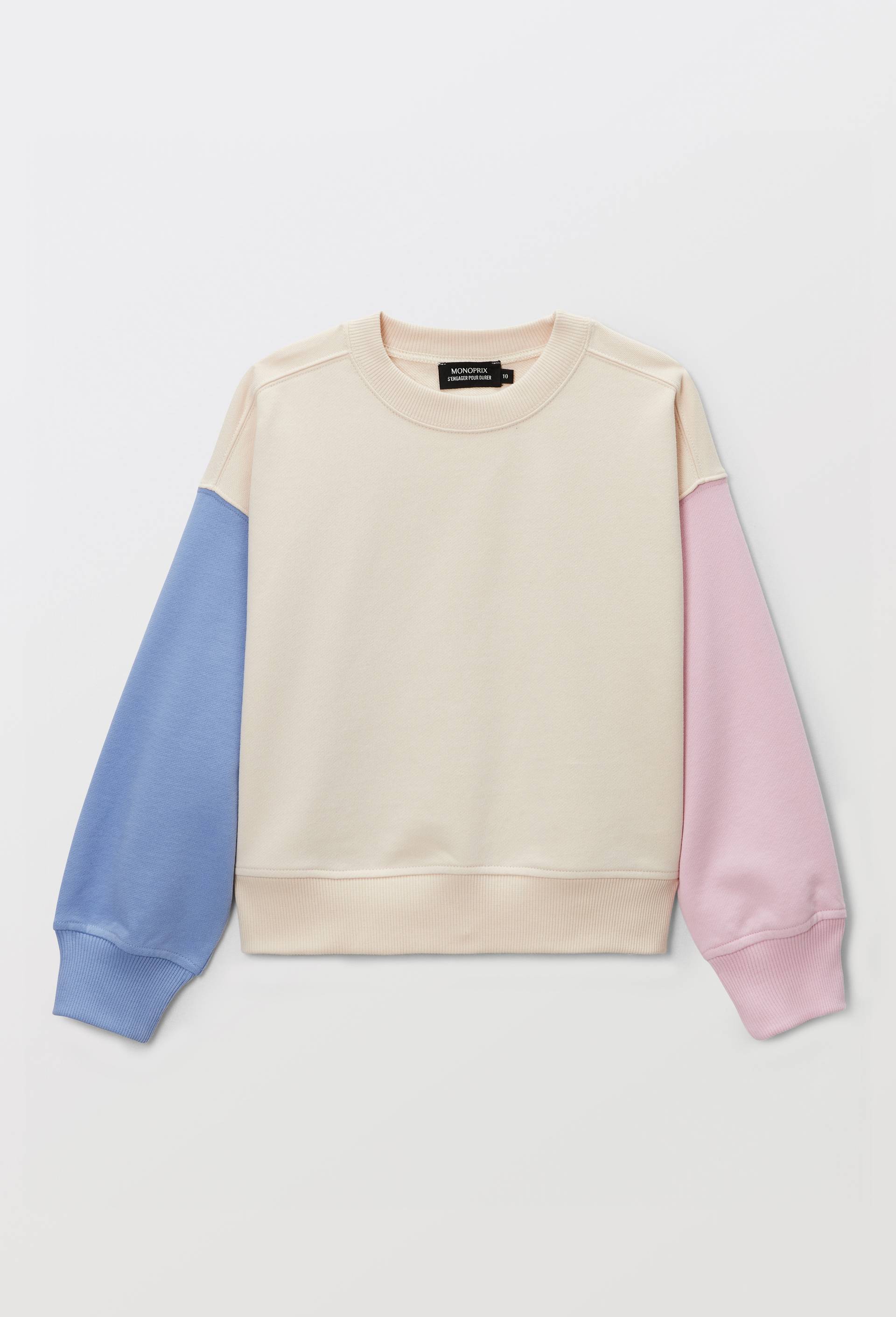 Sweat colorblock, Beige clair, large image number 1