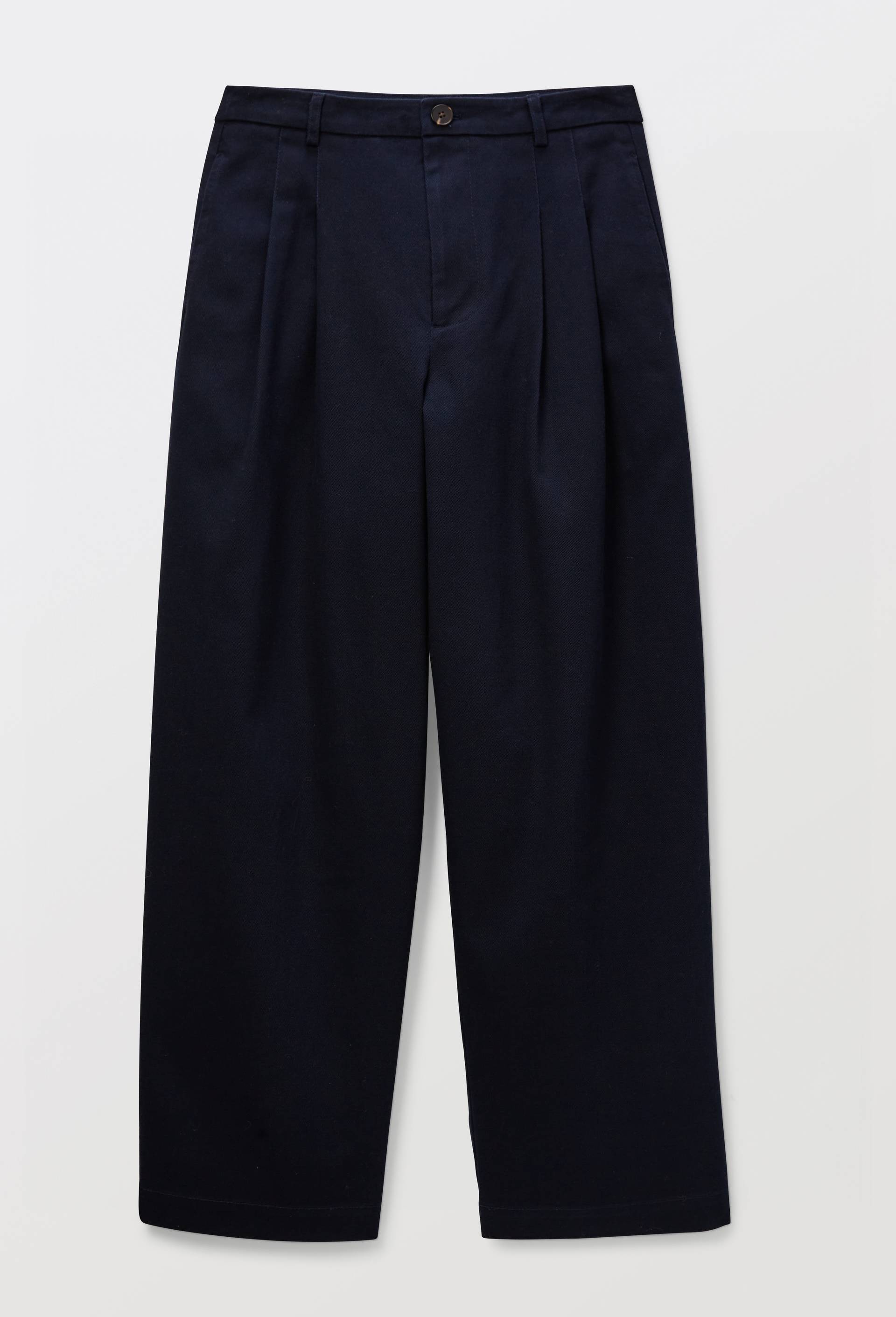 Pantalon &agrave; pinces en coton, Bleu fonc&eacute;, large image number 2.0