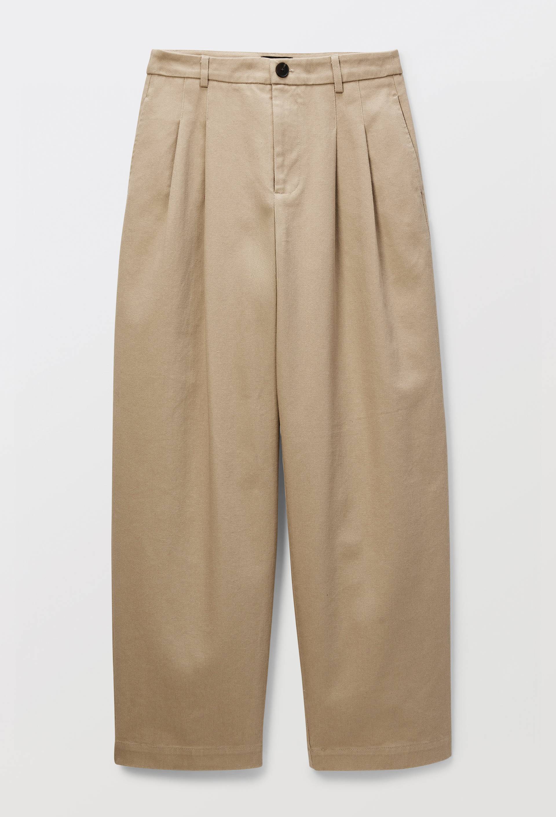 Pantalon &agrave; pinces en coton, Brun clair, large image number 3