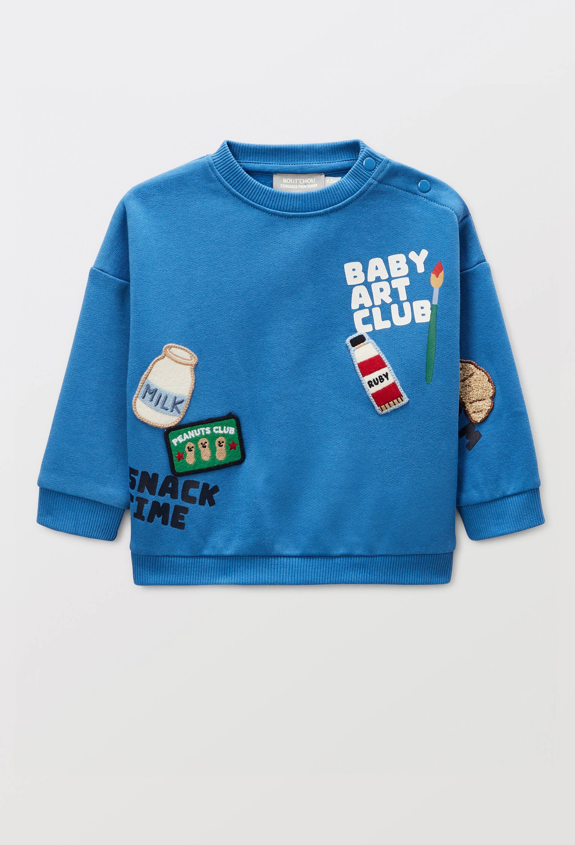 Sweat avec patchs en coton BIO GOTS, Bleu, large image number 1