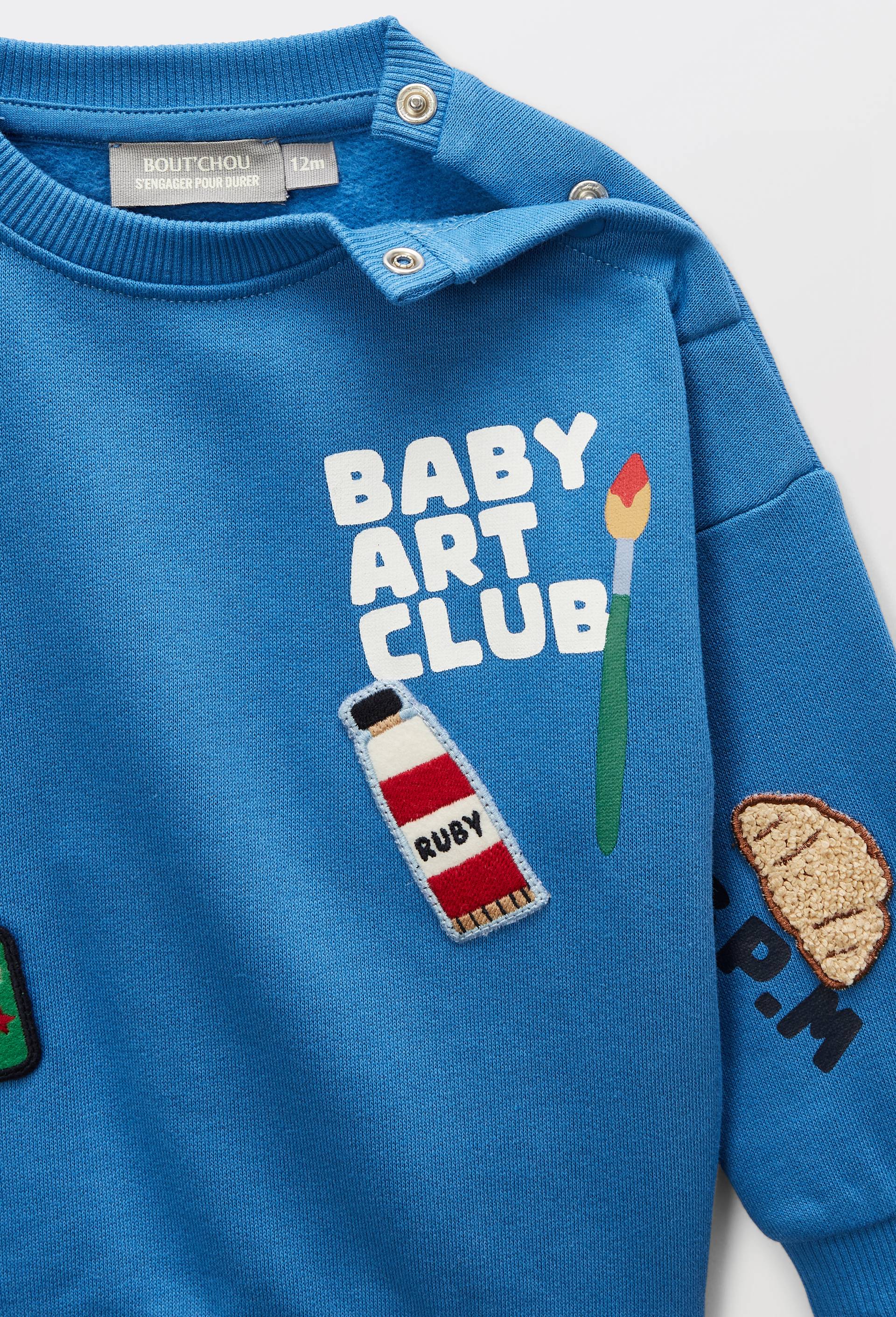 Sweat avec patchs en coton BIO GOTS, Bleu, large image number 3