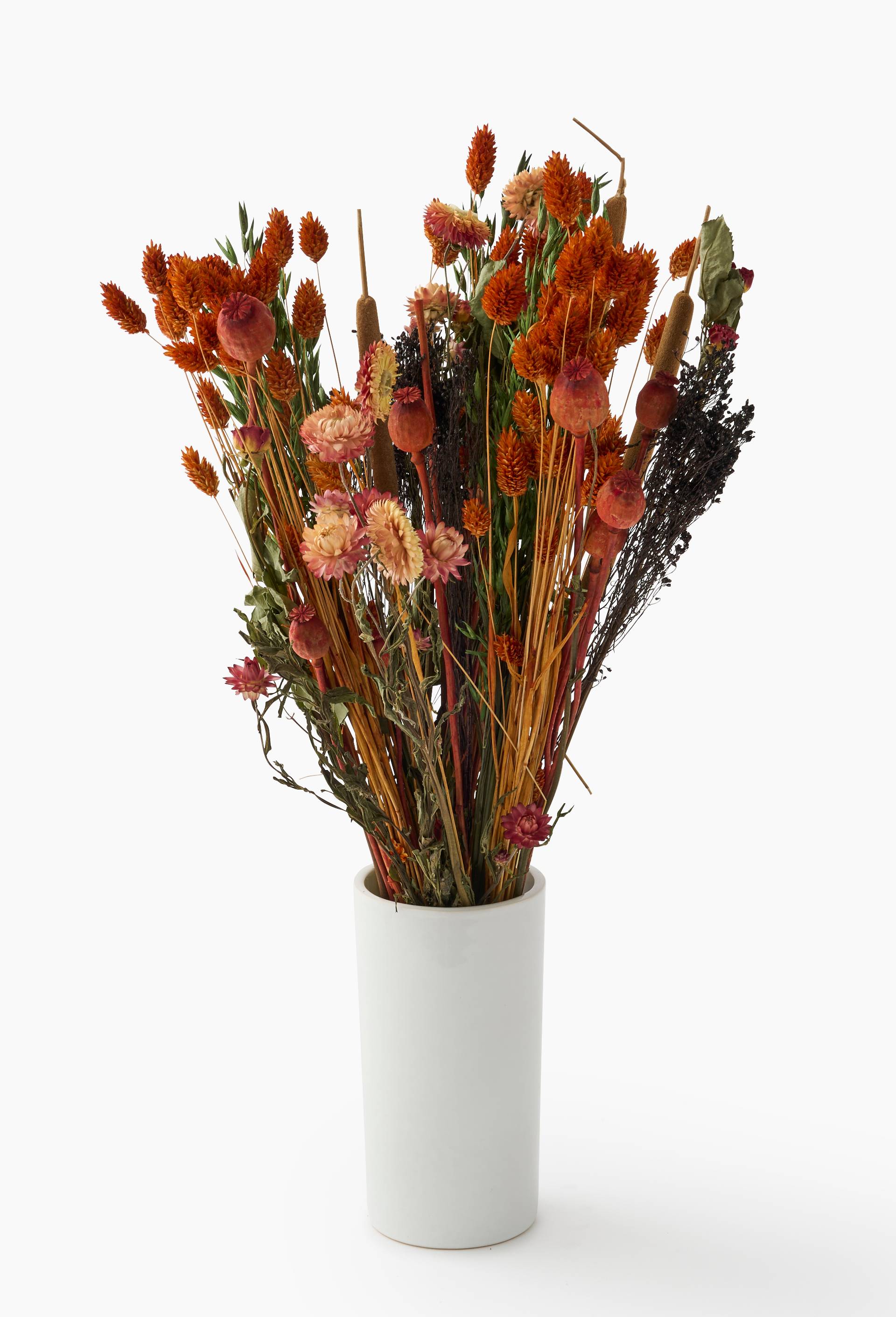 Grand bouquet de fleurs s&eacute;ch&eacute;es orange et rouge, 50*30cm, Orange, large image number 0