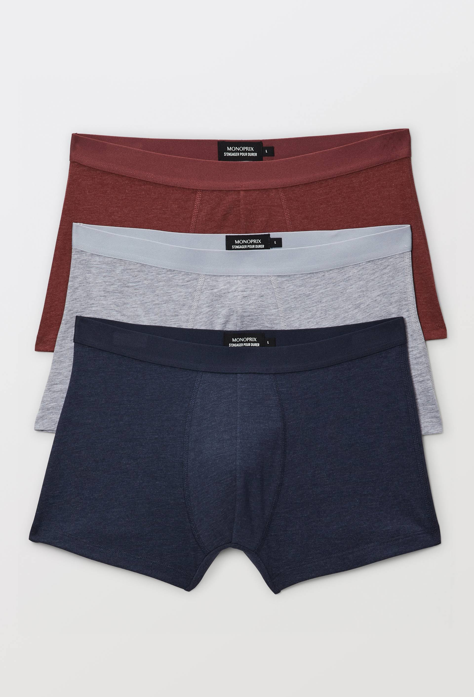 Lot de 3 boxer en coton BIO GOTS, Rouge fonc&eacute;, large image number 0