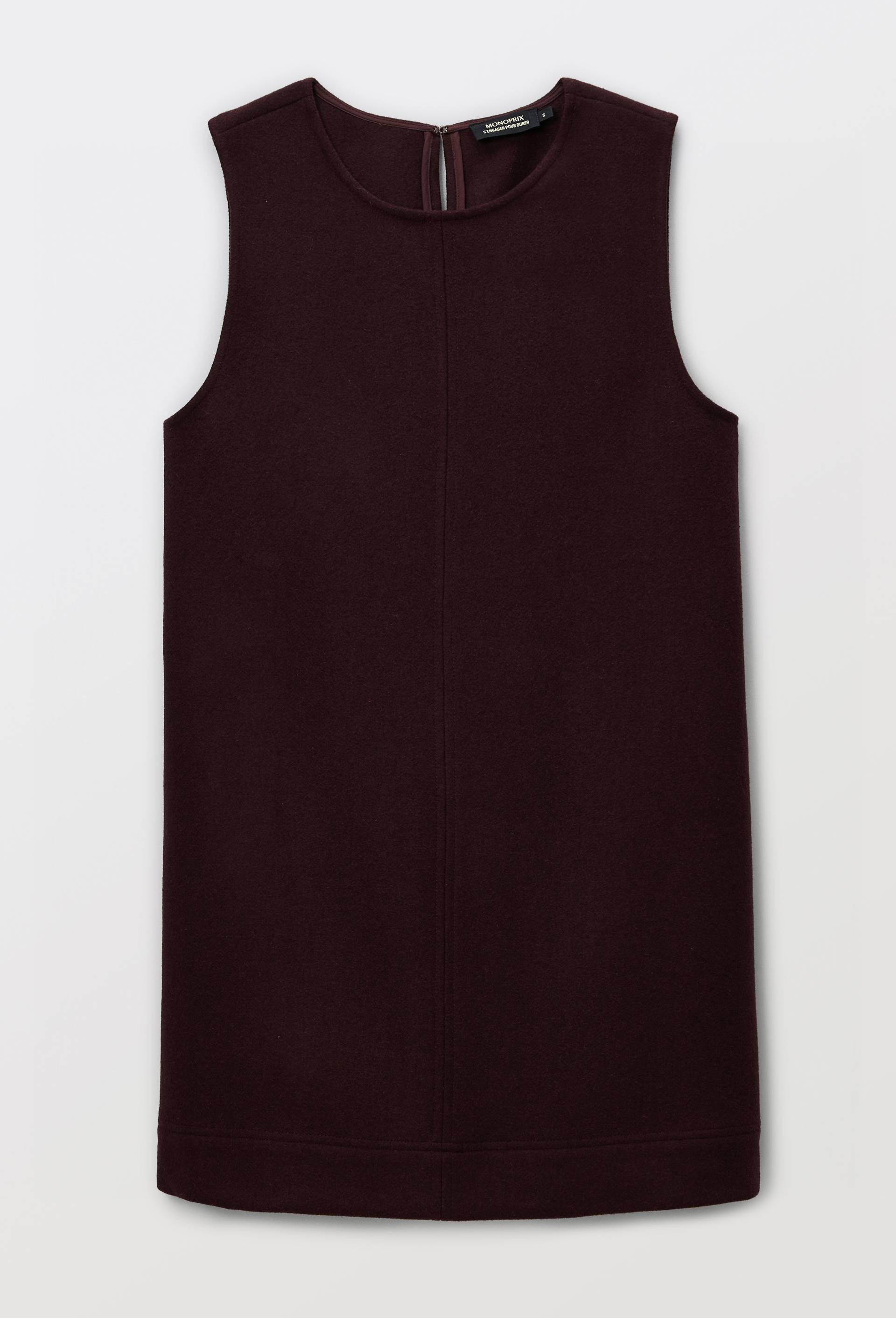 Robe courte unie contenant de la laine, Rouge fonc&eacute;, large image number 2