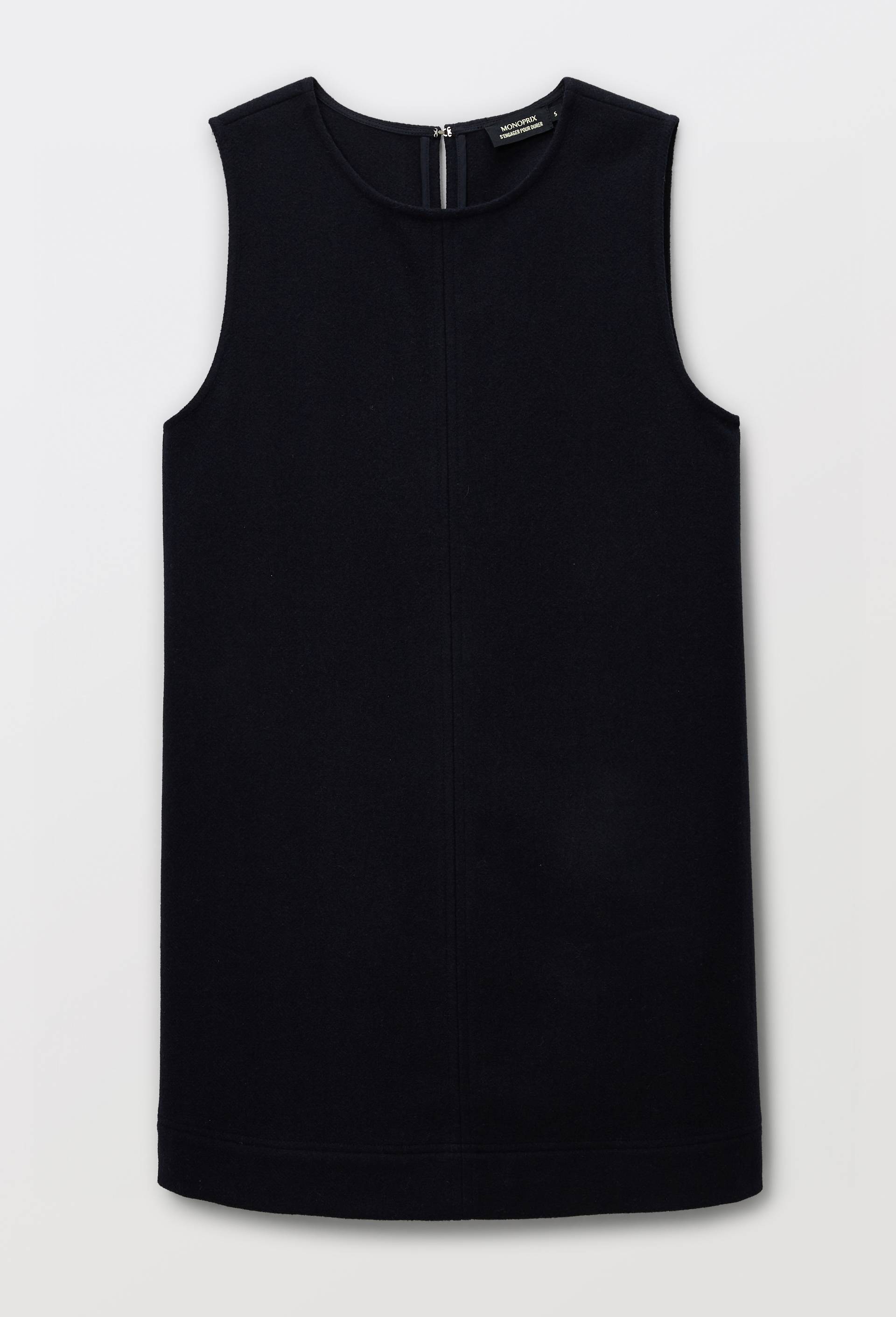 Robe courte unie contenant de la laine, Bleu fonc&eacute;, large image number 2