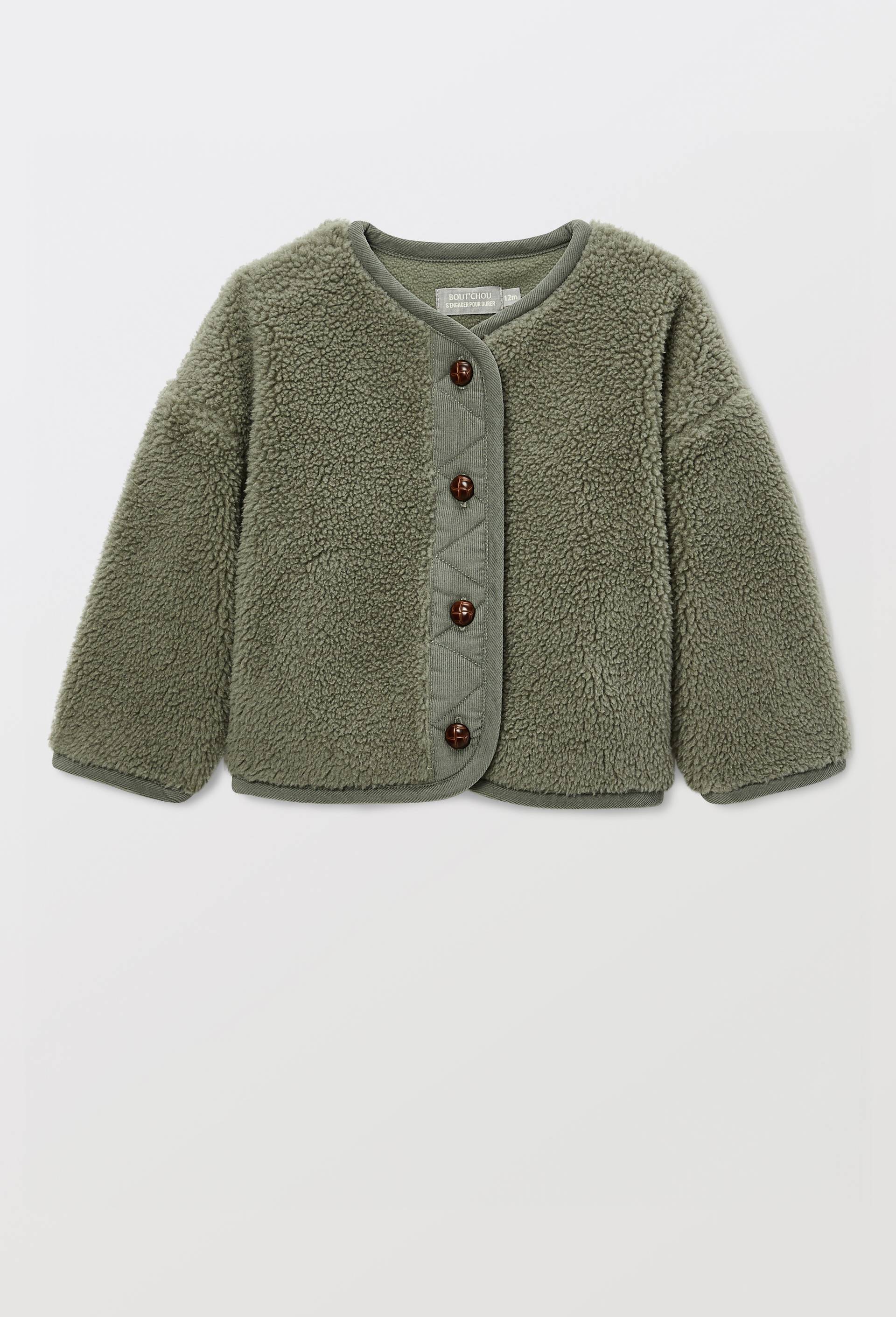 Veste unie en sherpa, Vert, large image number 0.0