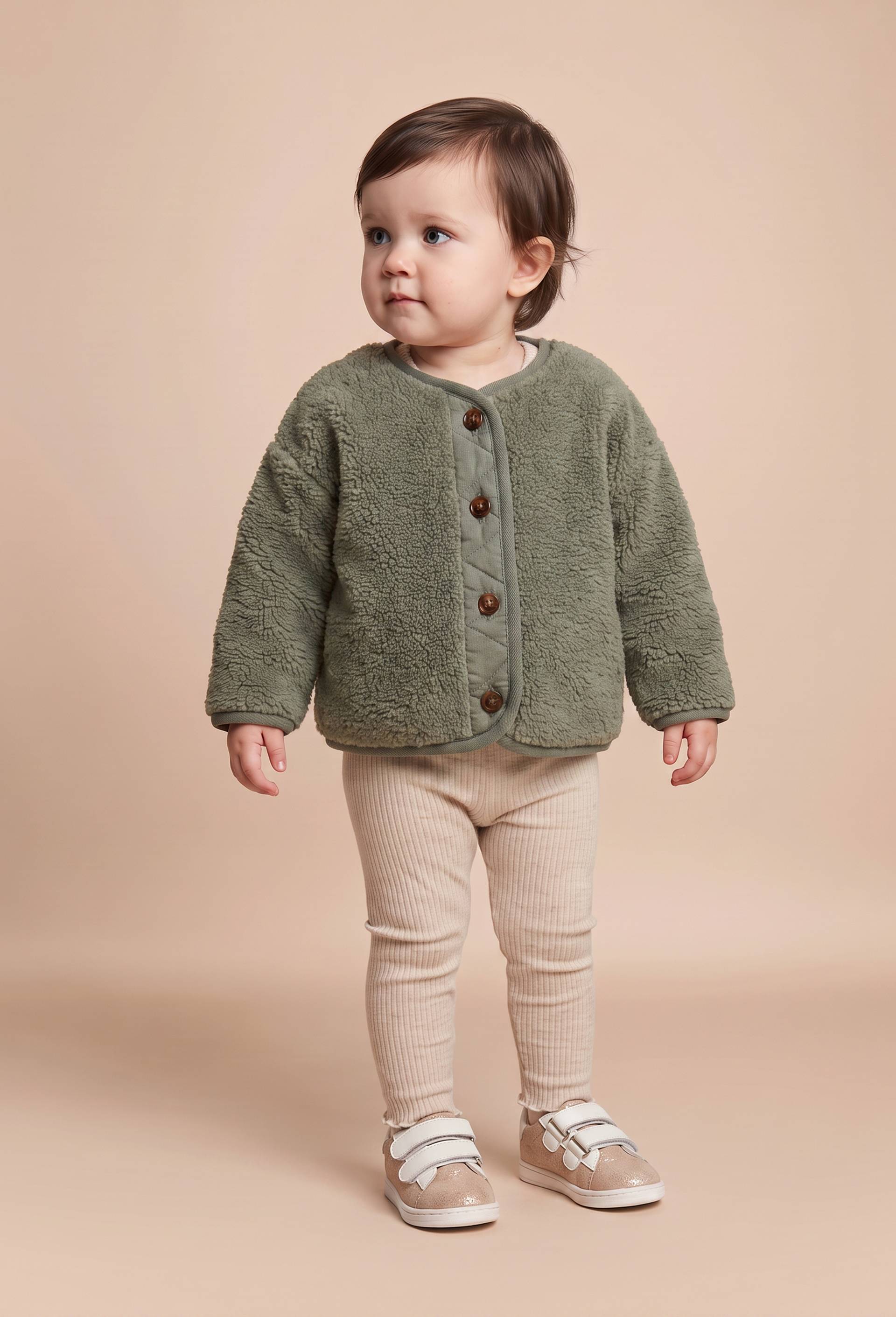 Veste unie en sherpa, Vert, large image number 0.0