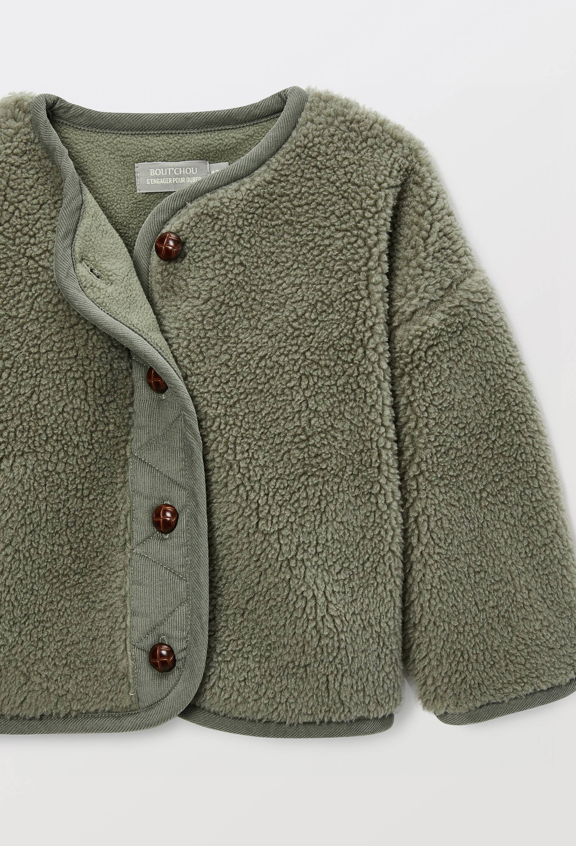 Veste unie en sherpa, Vert, large image number 2