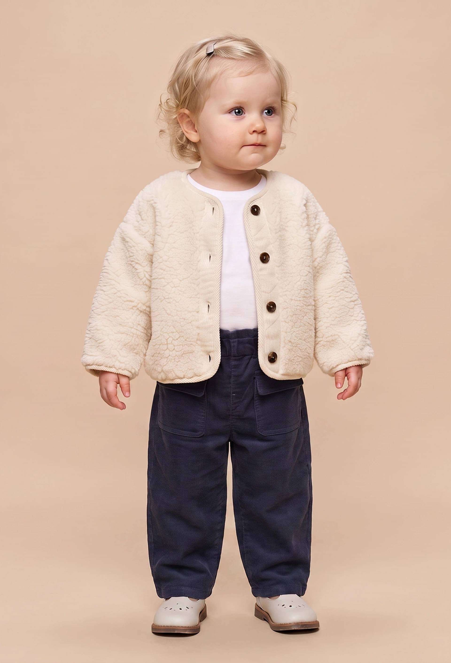 Veste unie en velours sherpa, Beige clair, large image number 0