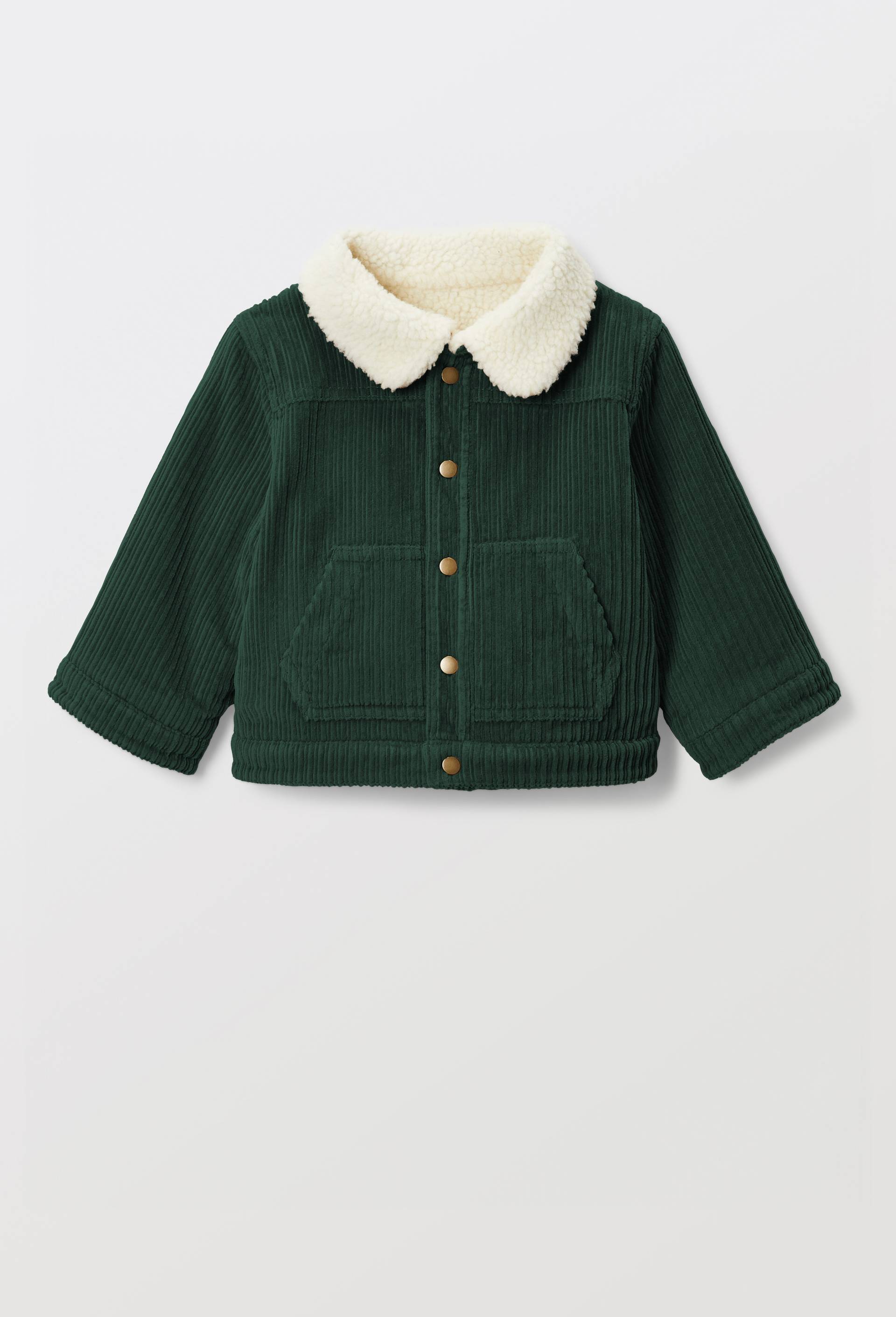 Veste r&eacute;versible en velours uni et moumoute, Vert, large image number 1.0