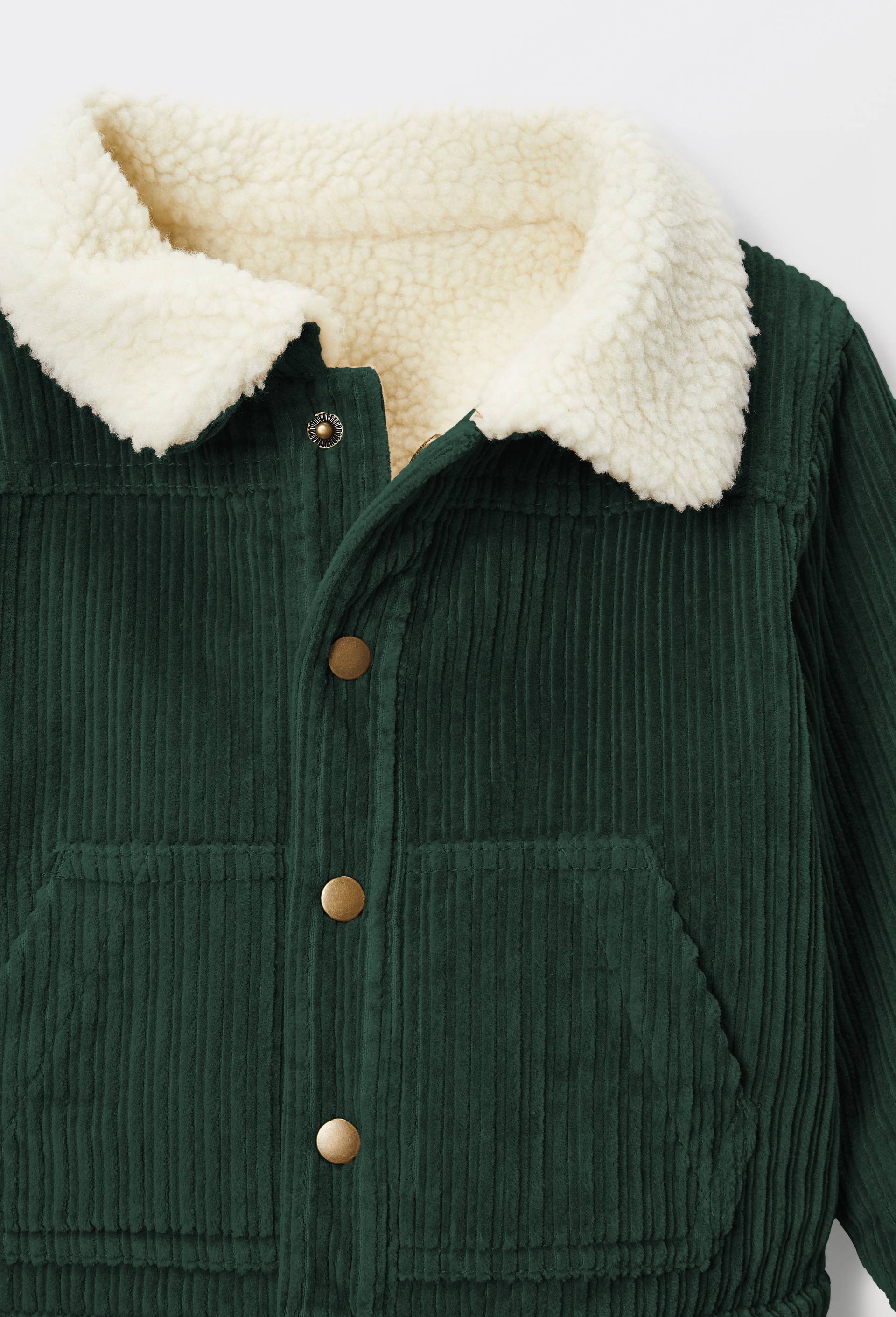 Veste r&eacute;versible en velours uni et moumoute, Vert, large image number 3