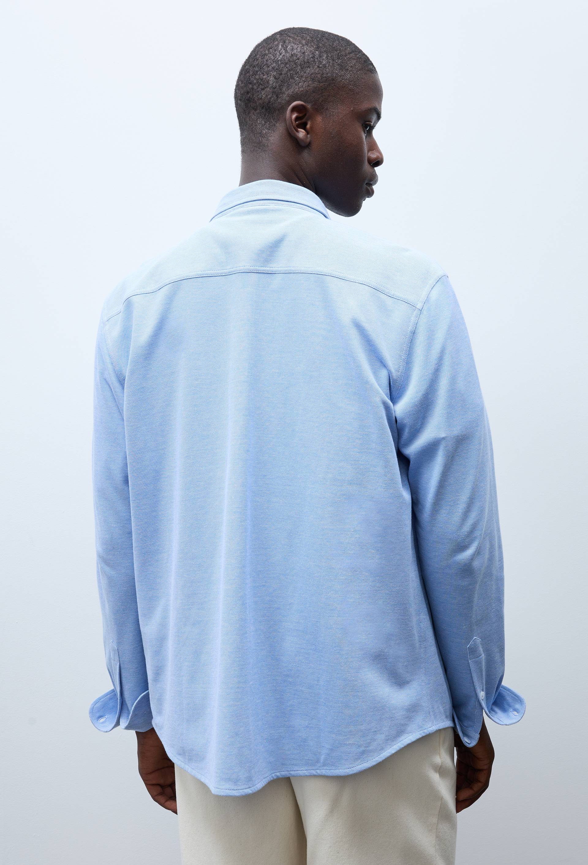 Chemise en maille piqu&eacute; en coton BIO GOTS, Bleu clair, large image number 1