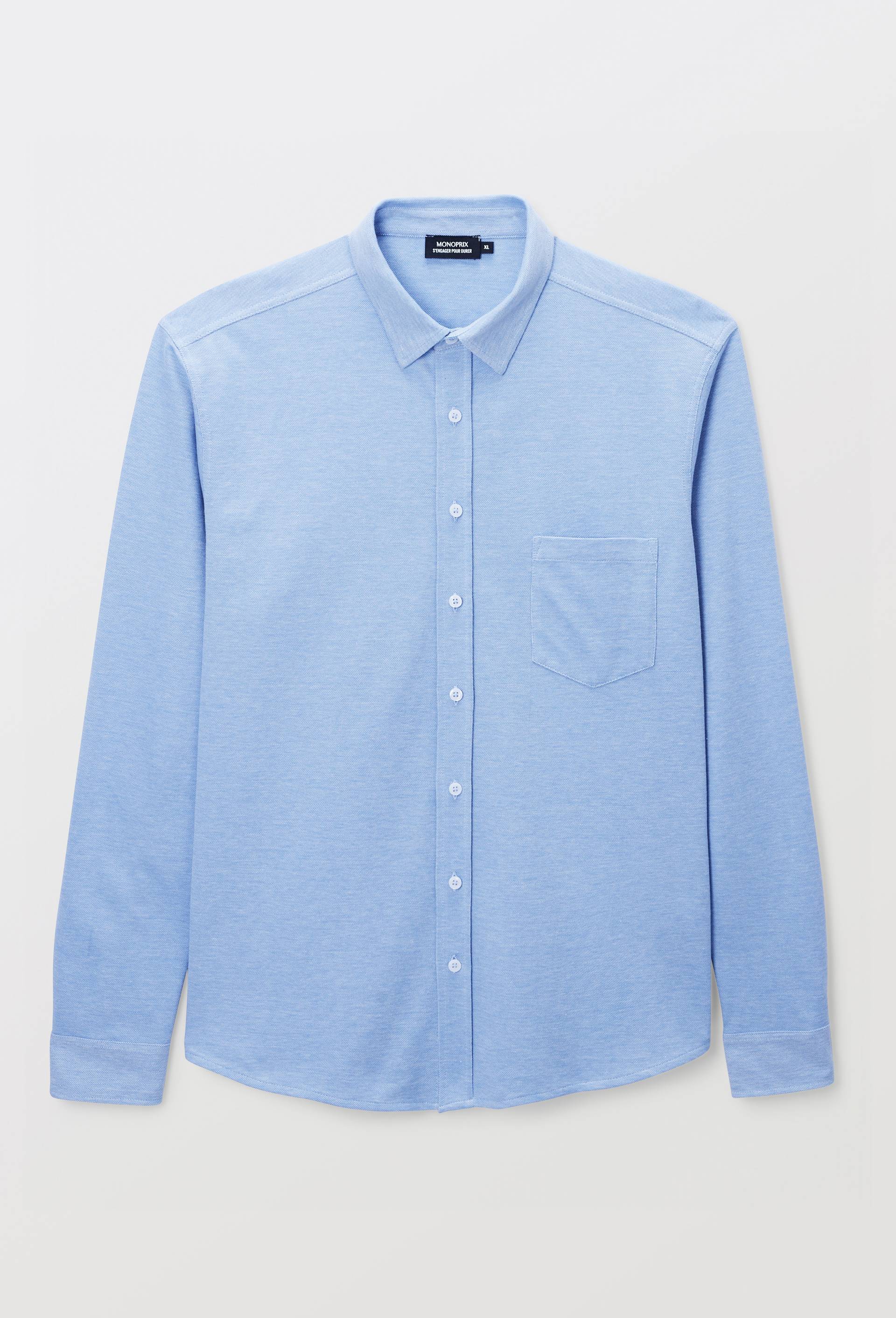 Chemise en maille piqu&eacute; en coton BIO GOTS, Bleu clair, large image number 2