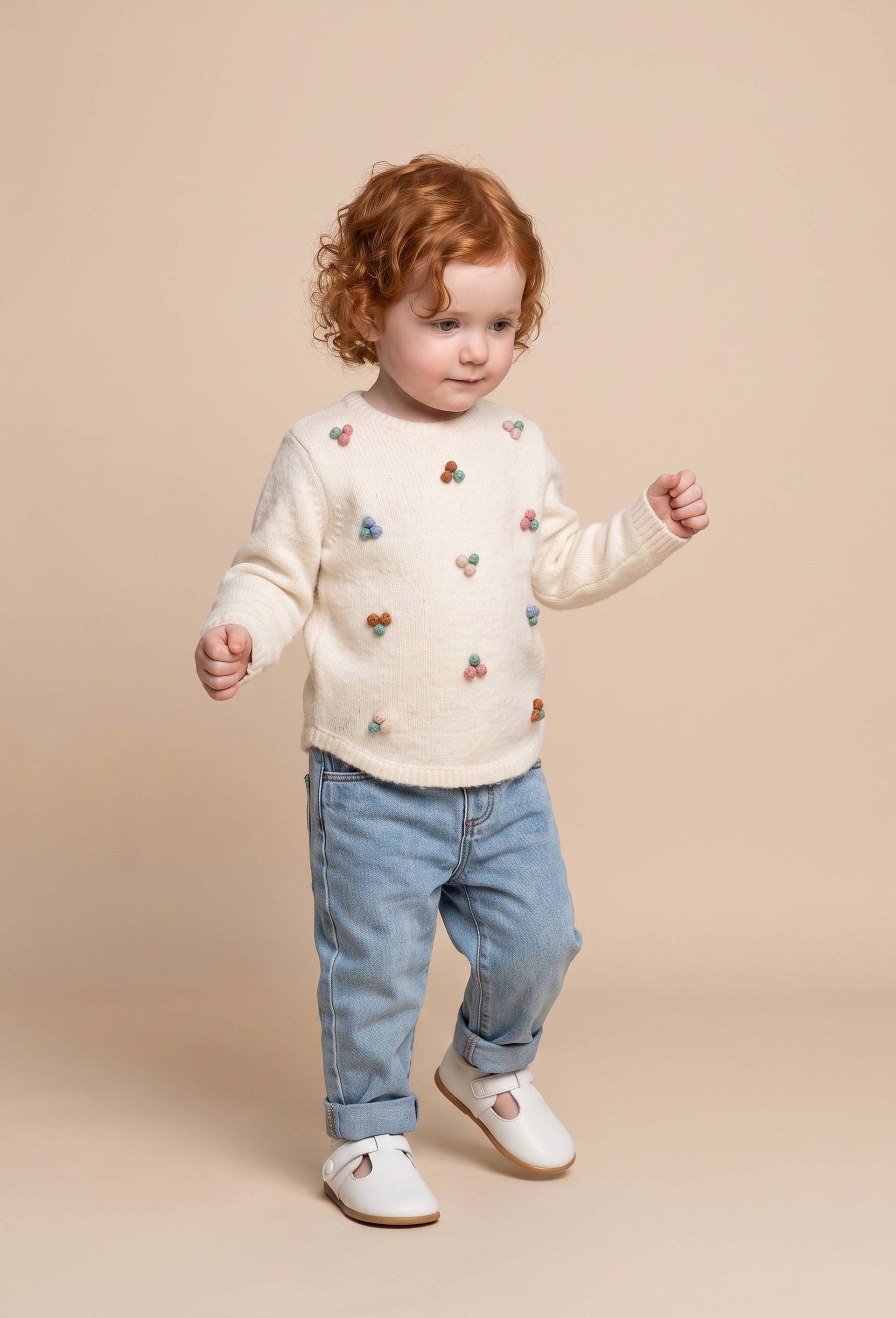 Pull brod&eacute;, Beige clair, large image number 0