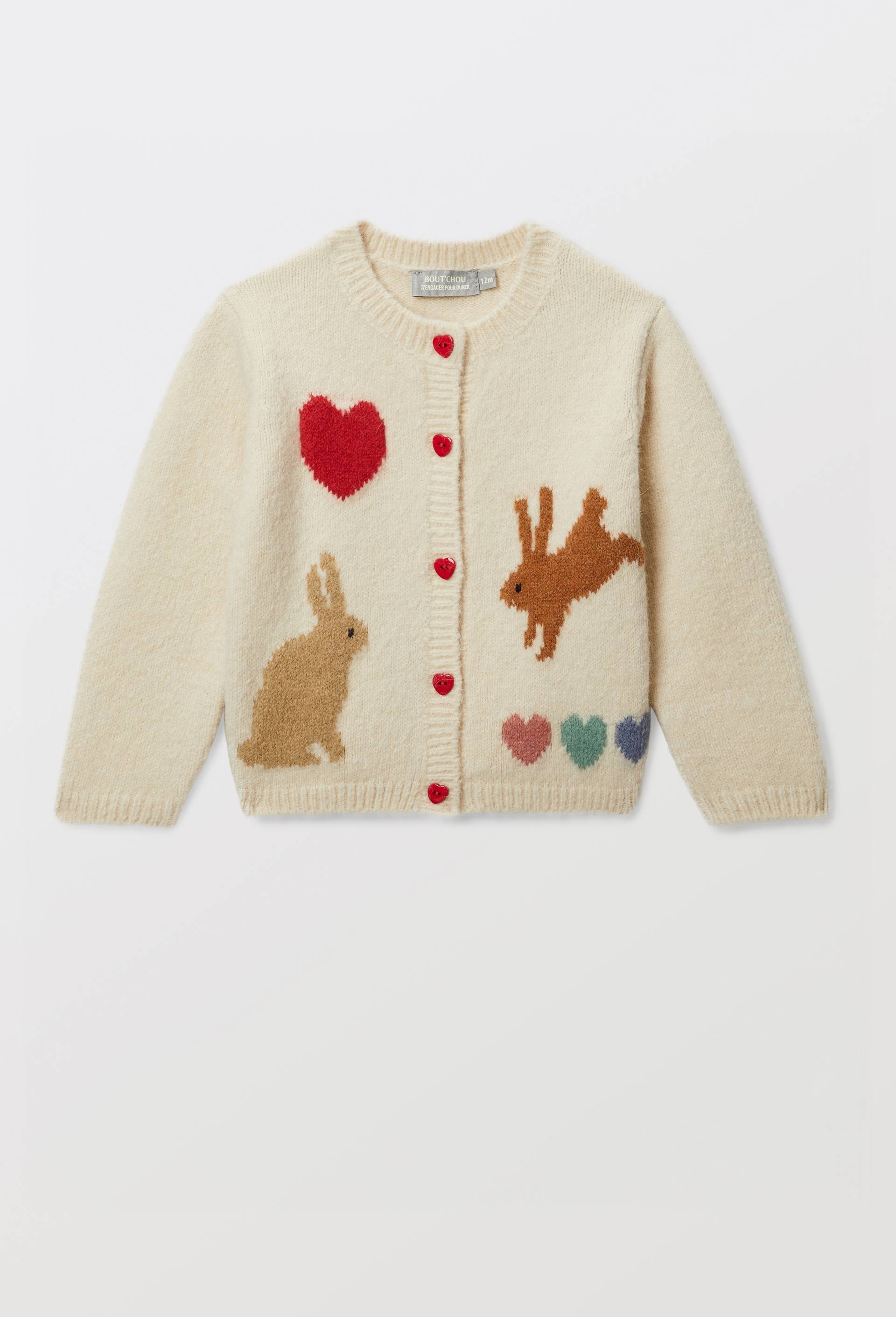 Cardigan tricot brod&eacute;, Beige clair, large image number 1.0