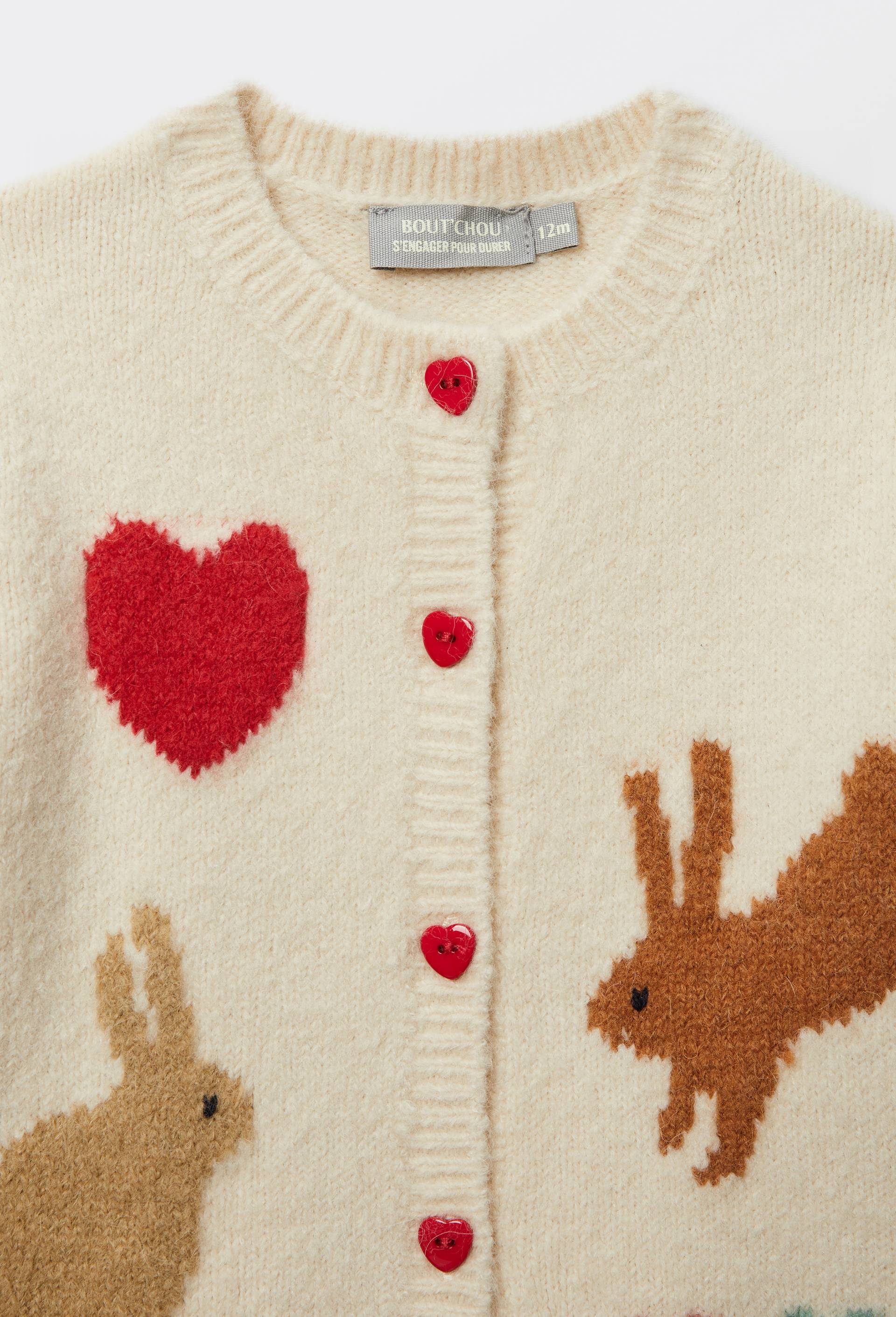 Cardigan tricot brod&eacute;, Beige clair, large image number 3