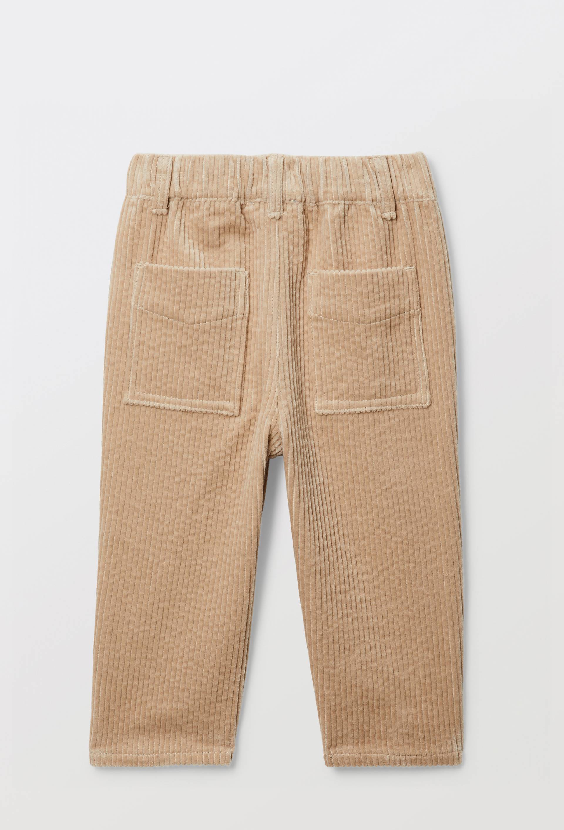 Pantalon taille &eacute;lastique uni en gros velours en coton BIO GOTS, Beige clair, large image number 2.0