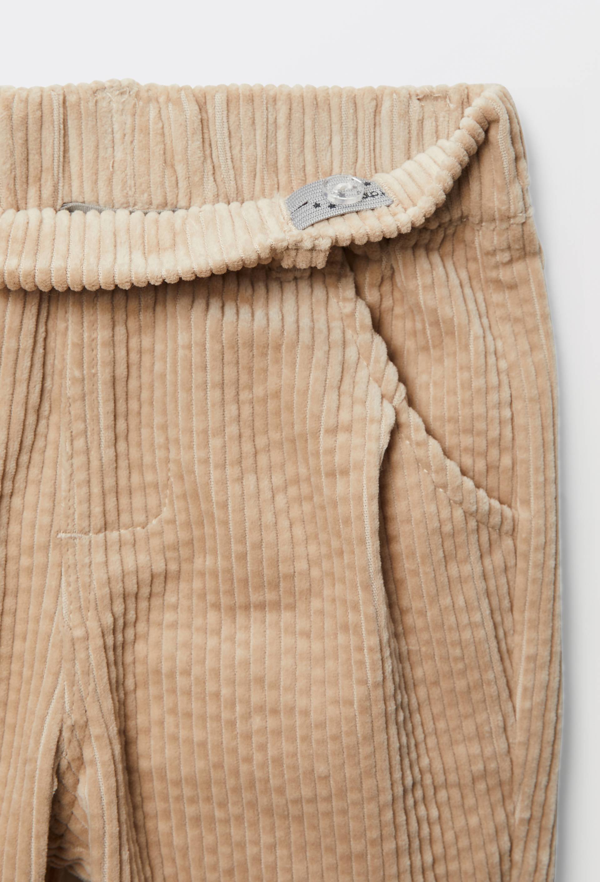 Pantalon taille &eacute;lastique uni en gros velours en coton BIO GOTS, Beige clair, large image number 3