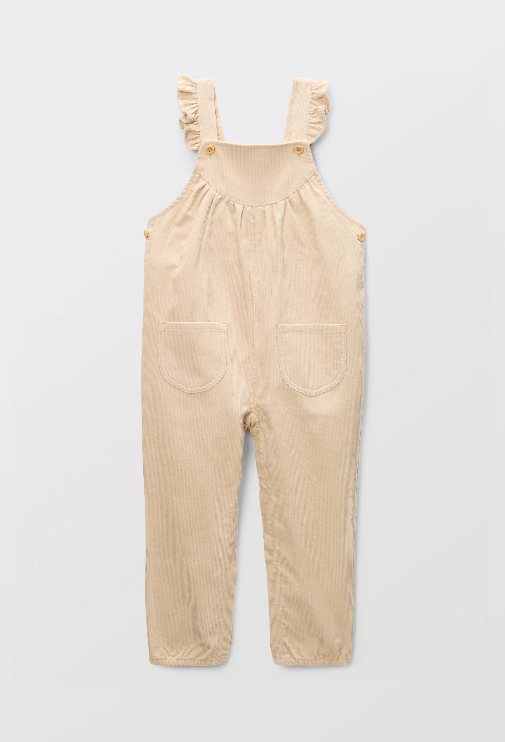 Salopette longue en velours unie en coton BIO GOTS, Beige clair, large image number 1