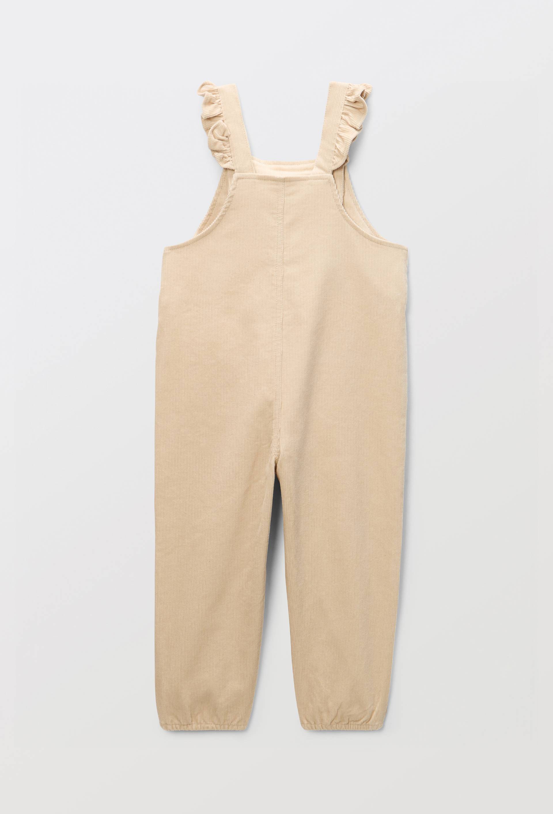 Salopette longue en velours unie en coton BIO GOTS, Beige clair, large image number 2.0