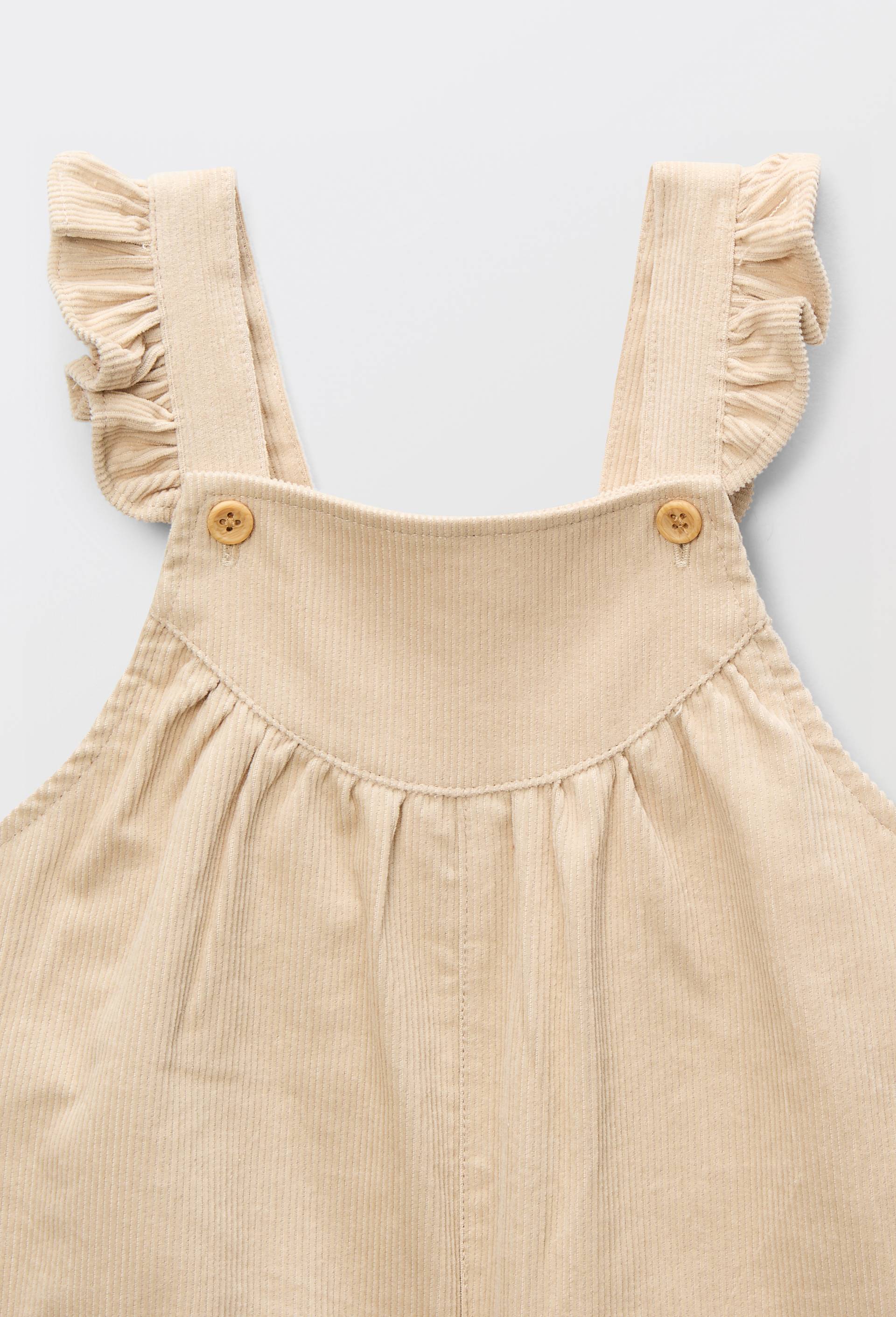 Salopette longue en velours unie en coton BIO GOTS, Beige clair, large image number 3.0