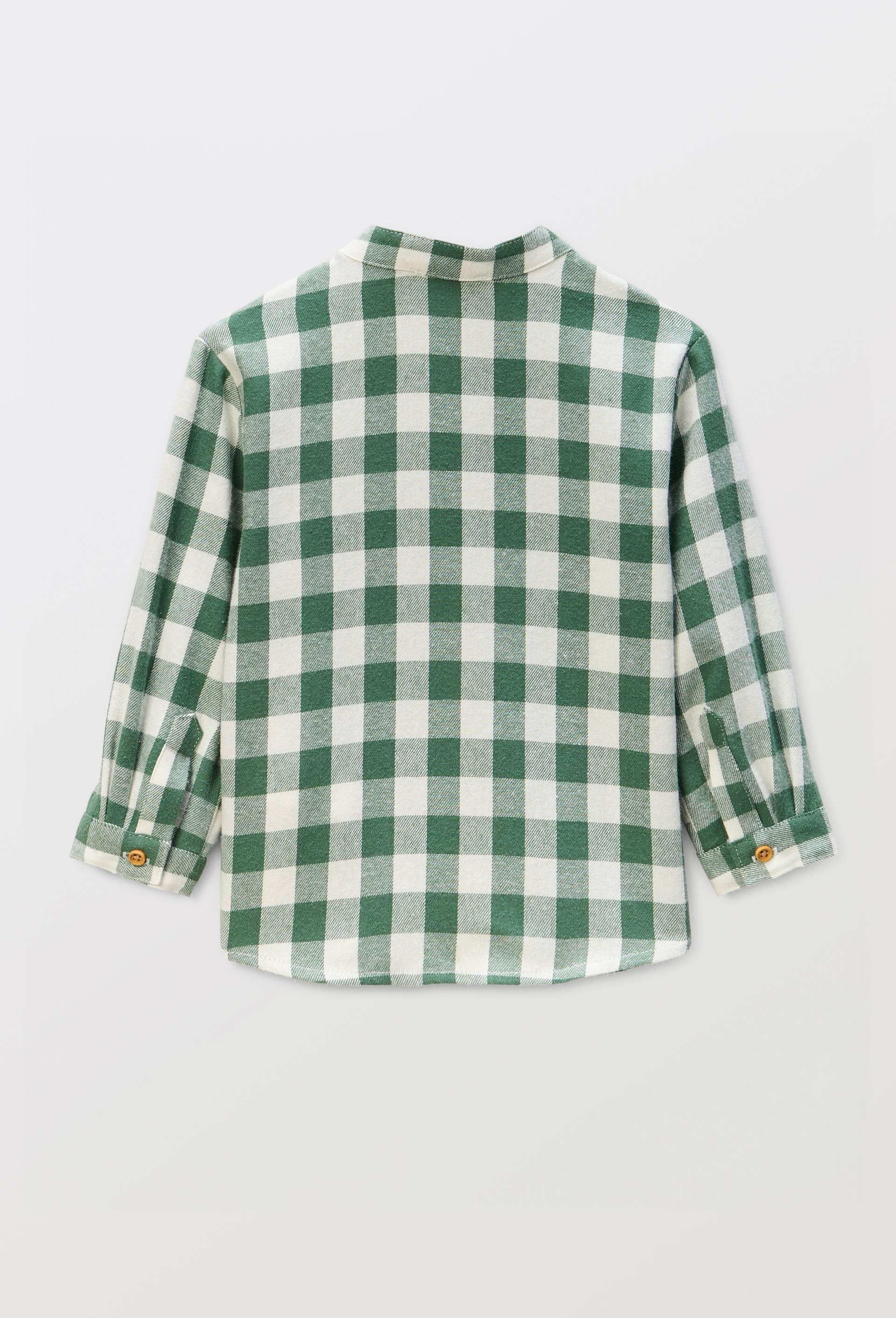 Chemise col mao &agrave; carreaux en coton BIO GOTS, Vert, large image number 1.0
