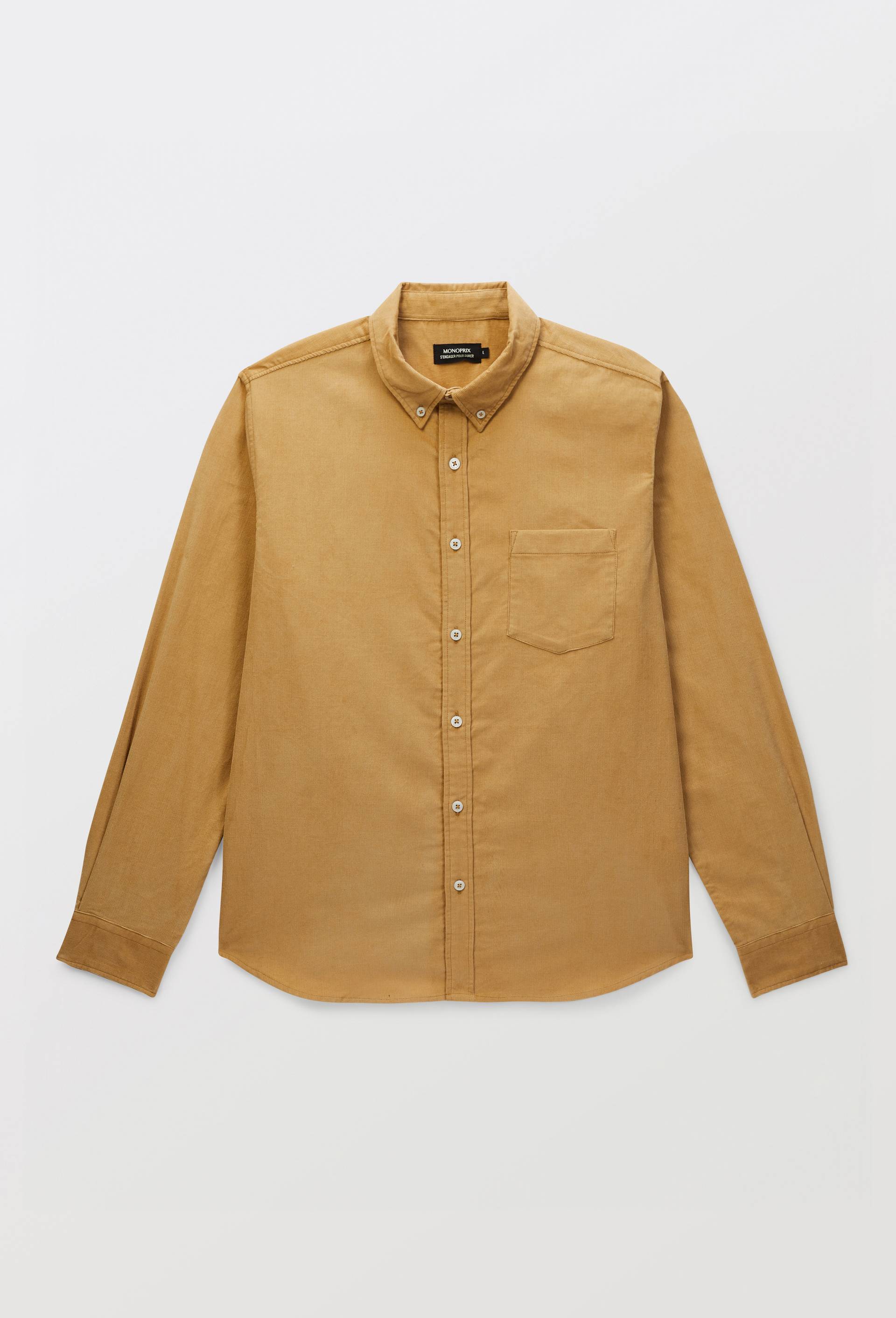 Chemise manches longues velours en coton BIO GOTS, Beige, large image number 2.0