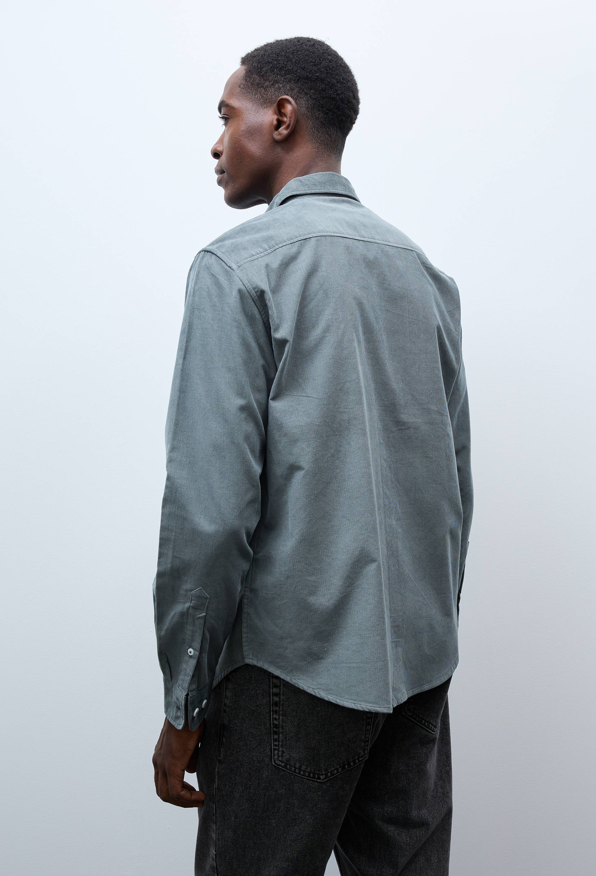 Chemise manches longues velours en coton BIO GOTS, Vert fonc&eacute;, large image number 2
