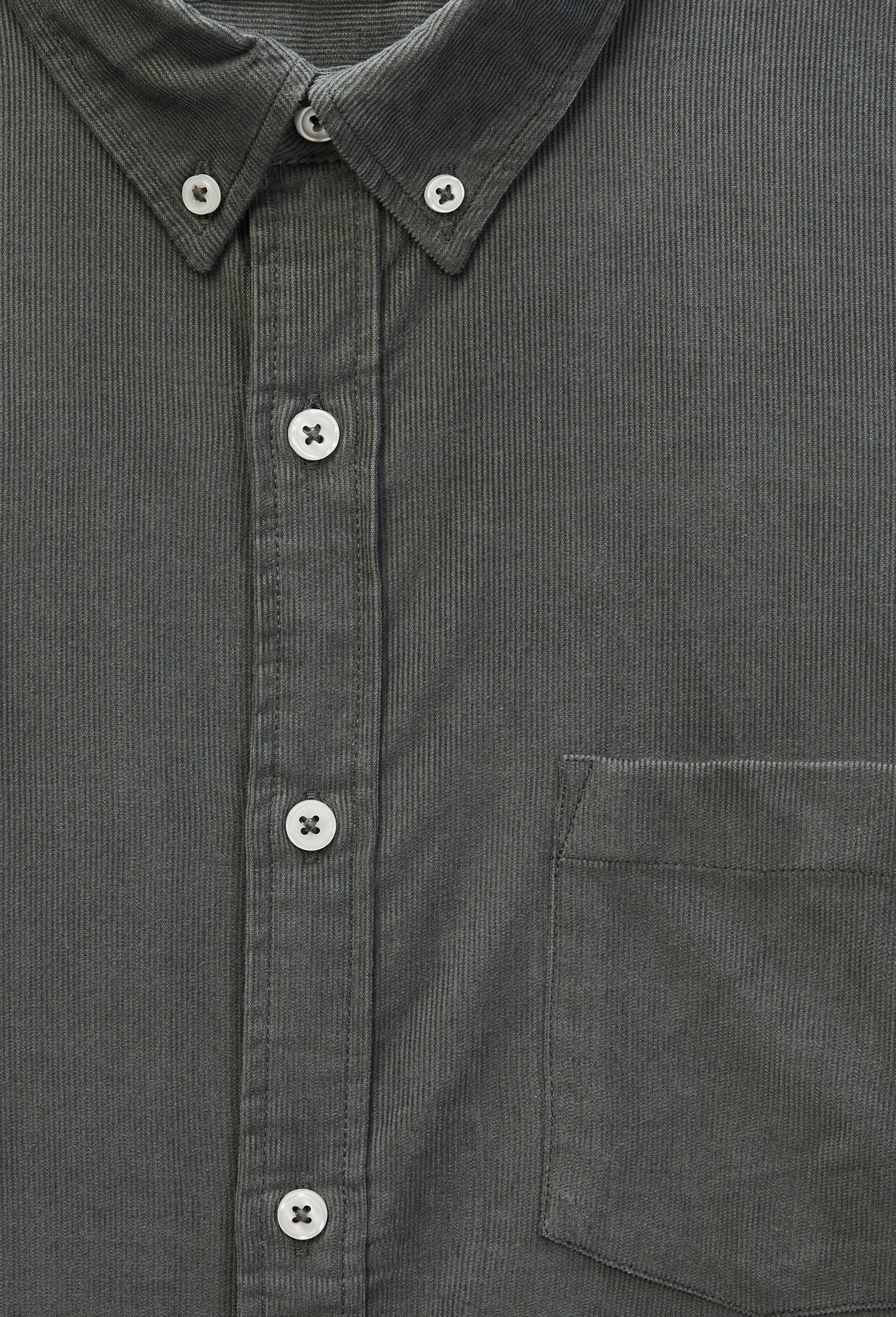 Chemise manches longues velours en coton BIO GOTS, Vert fonc&eacute;, large image number 5.0